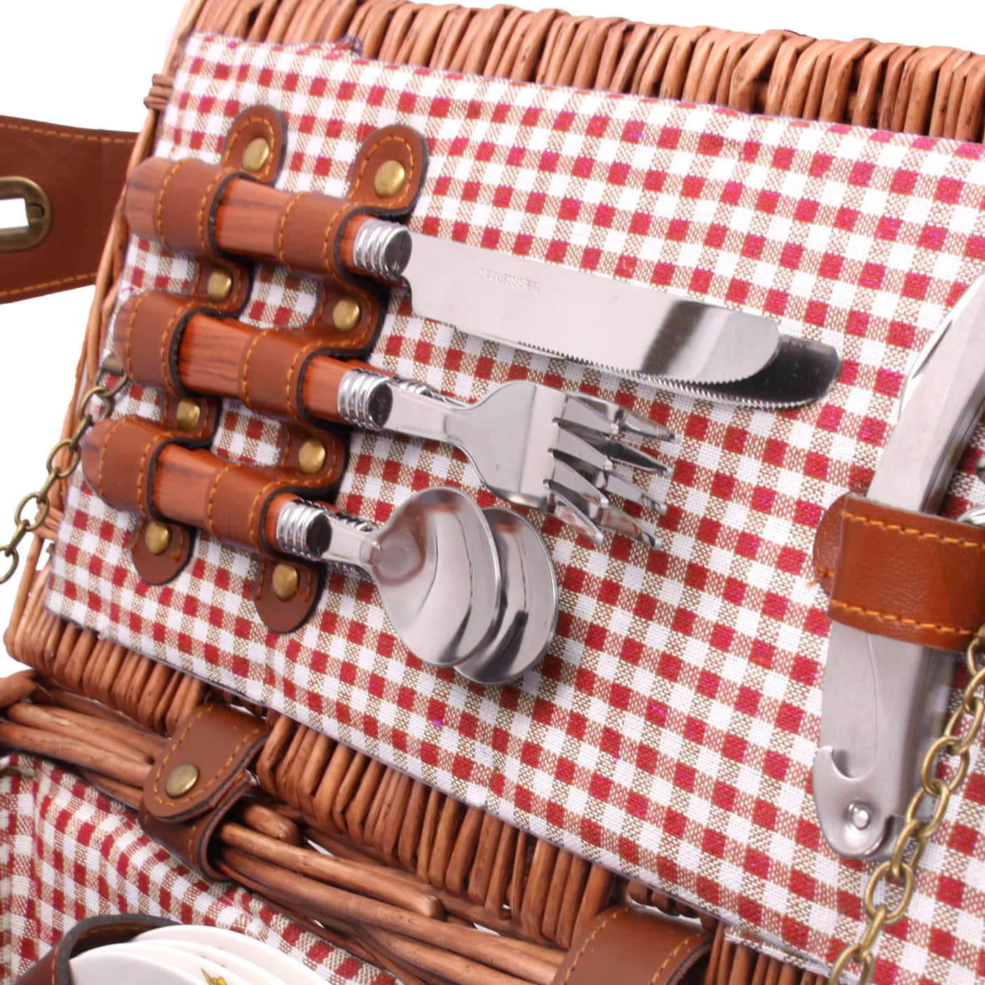 Horquilla triple anillo imitación madera marrón