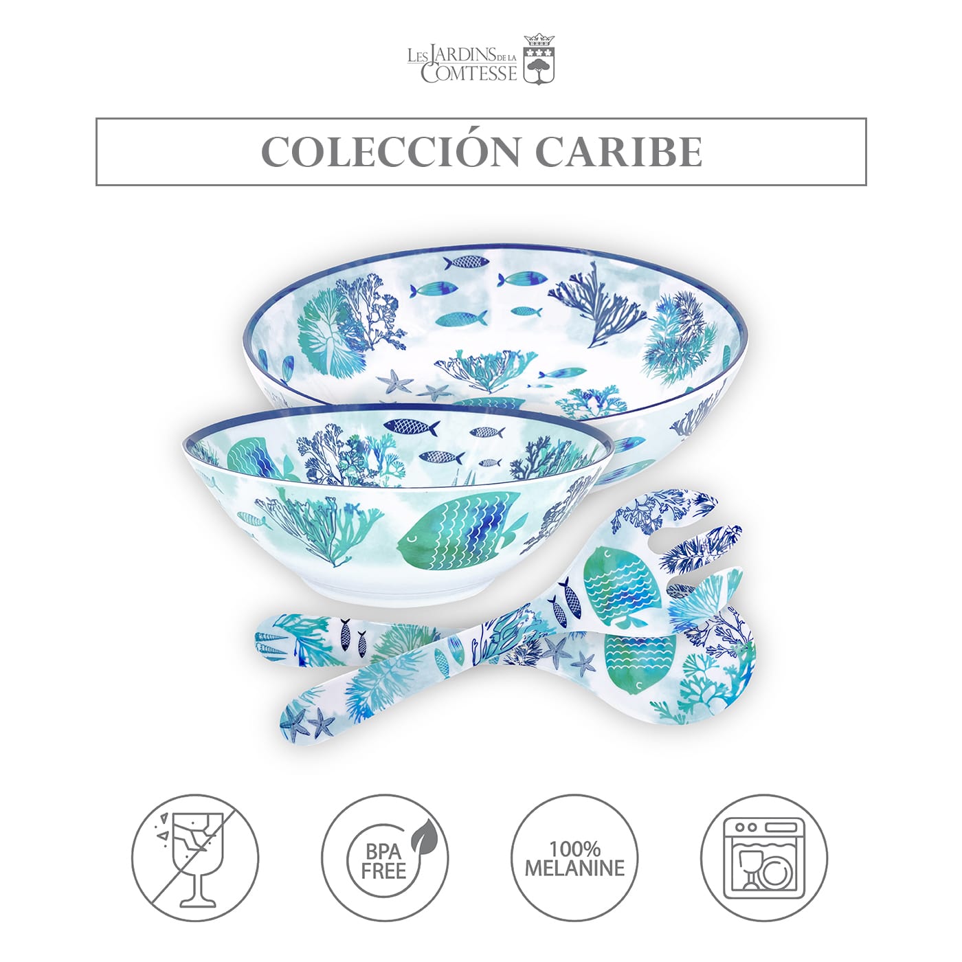 Ensaladera de melamina diseño marino - Ø 28 cm