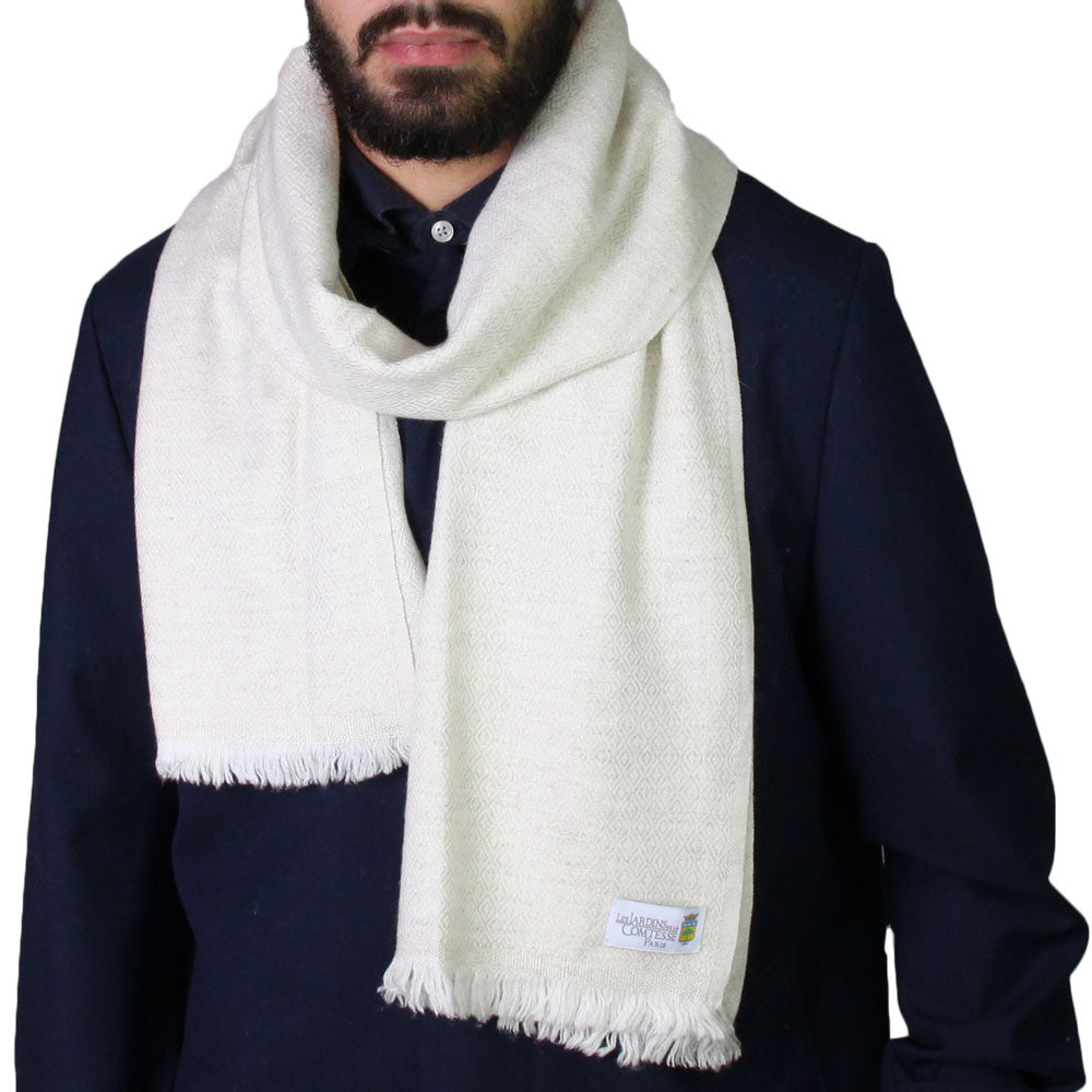 Bufanda de cachemira y lana de Hombre estampado diamante Beige Almendra