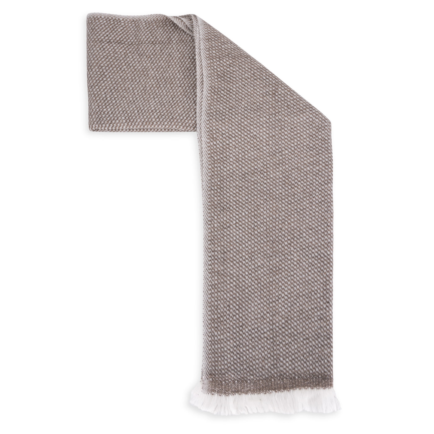 Bufanda Hombre y Mujer Cachemira y Lana 40 x 190 cm - Marrón / Blanco