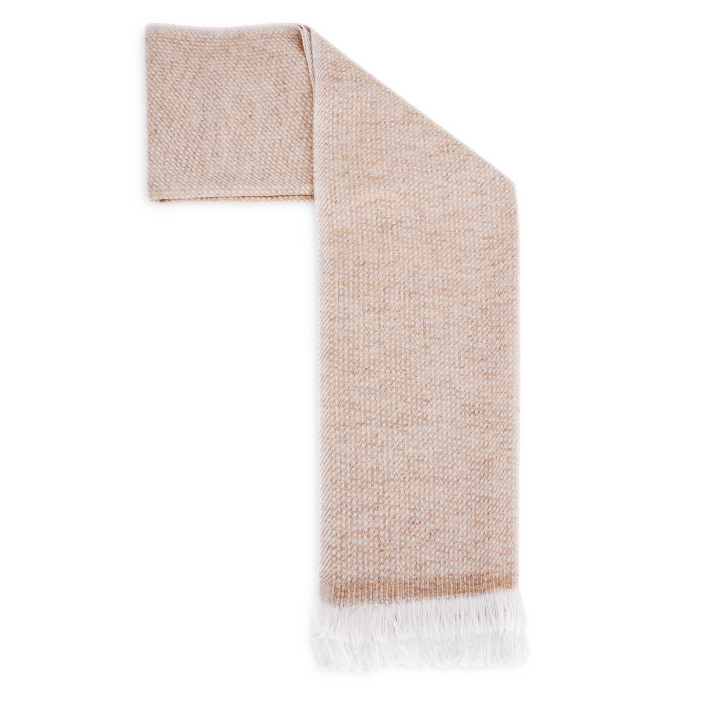 Bufanda de cachemira y lana para hombre y mujer 40 x 190 cm - Bicolor Camel / Blanco