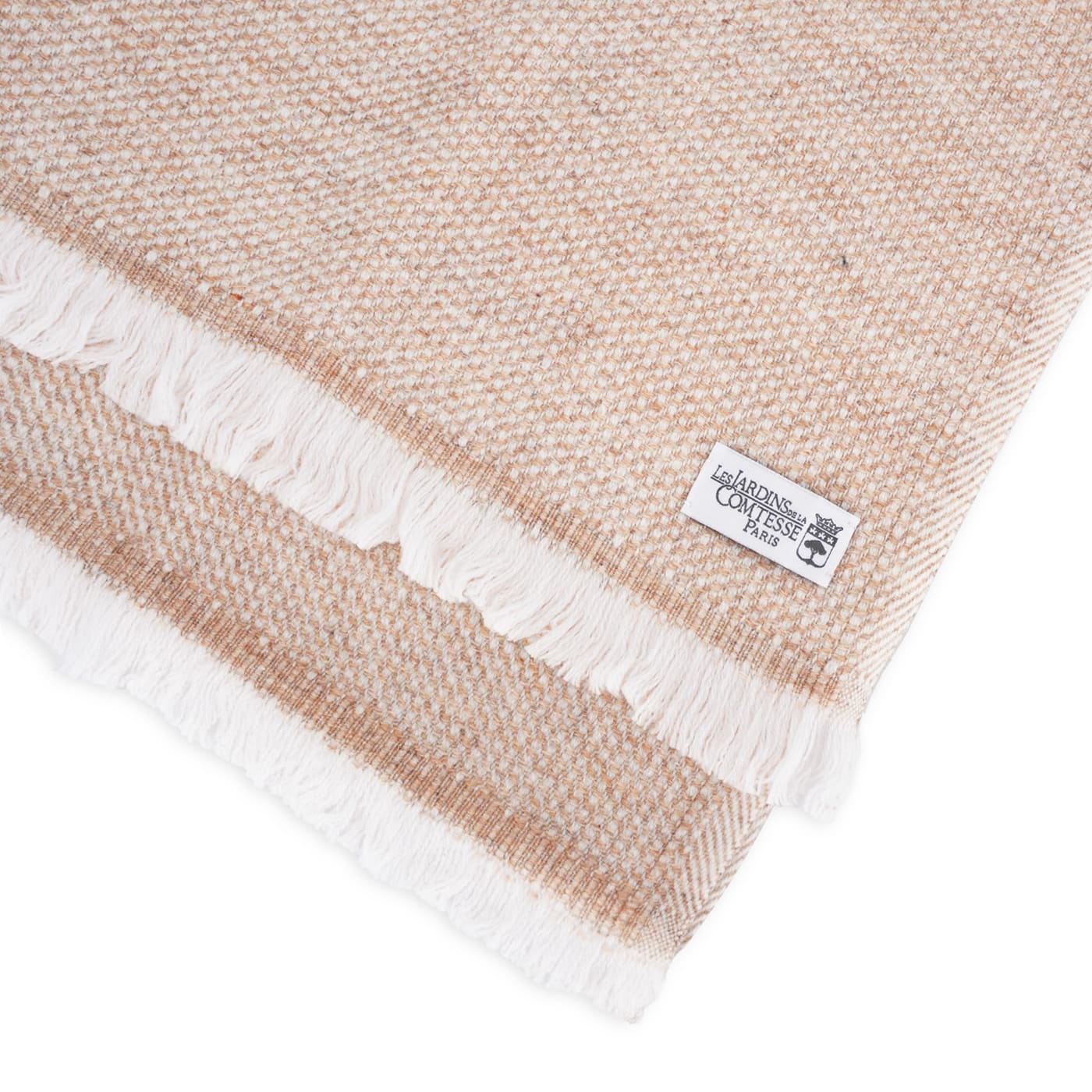 Bufanda de cachemira y lana para hombre y mujer 40 x 190 cm - Bicolor Camel / Blanco