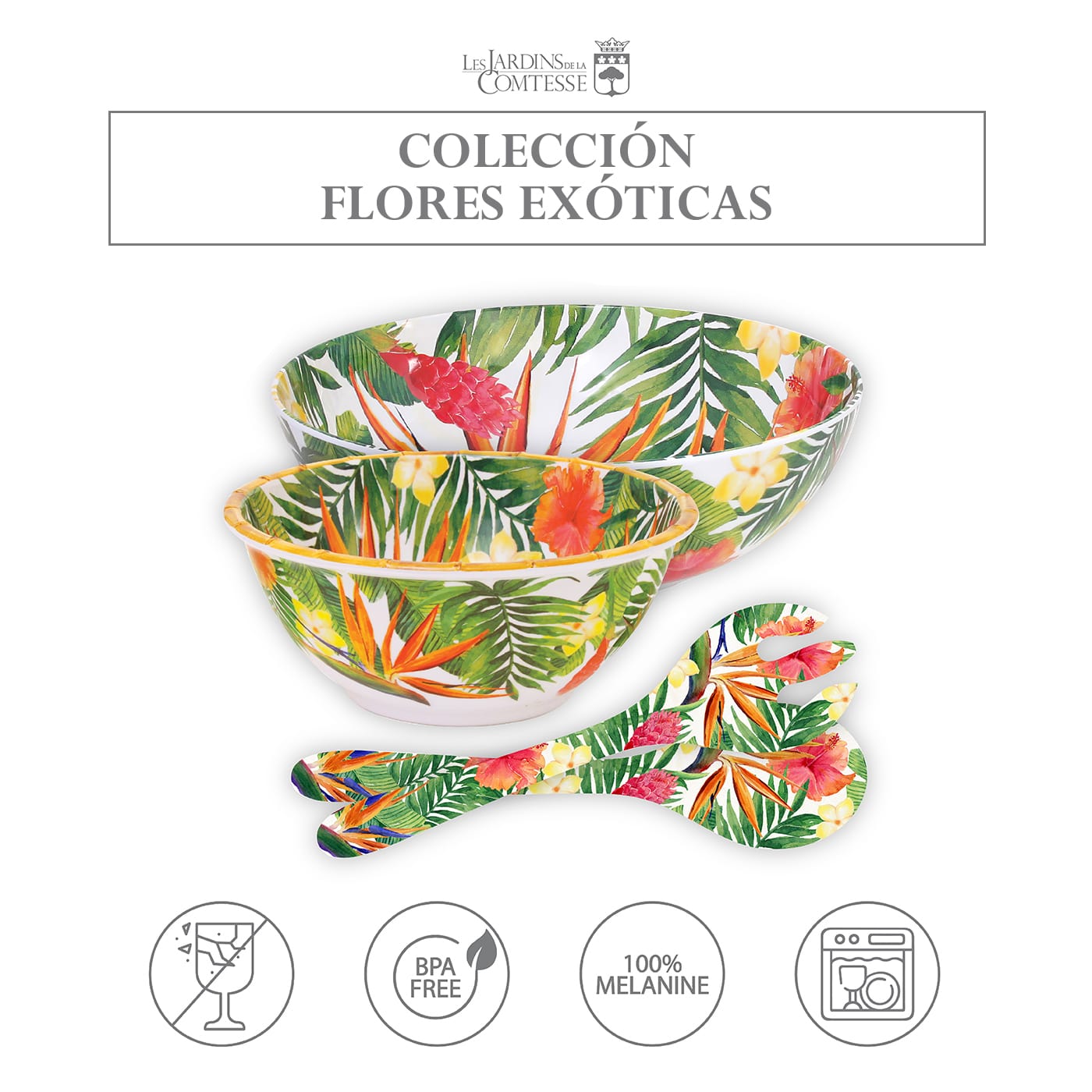 Ensaladera profunda de melamina con flores - Ø 25 cm