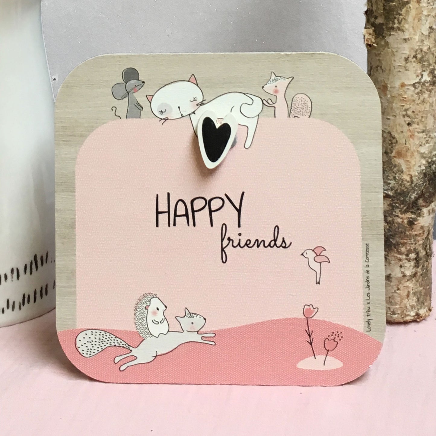 Marcos de fotos de bebé de madera con imán para la habitación infantil "Lily la Gatita"