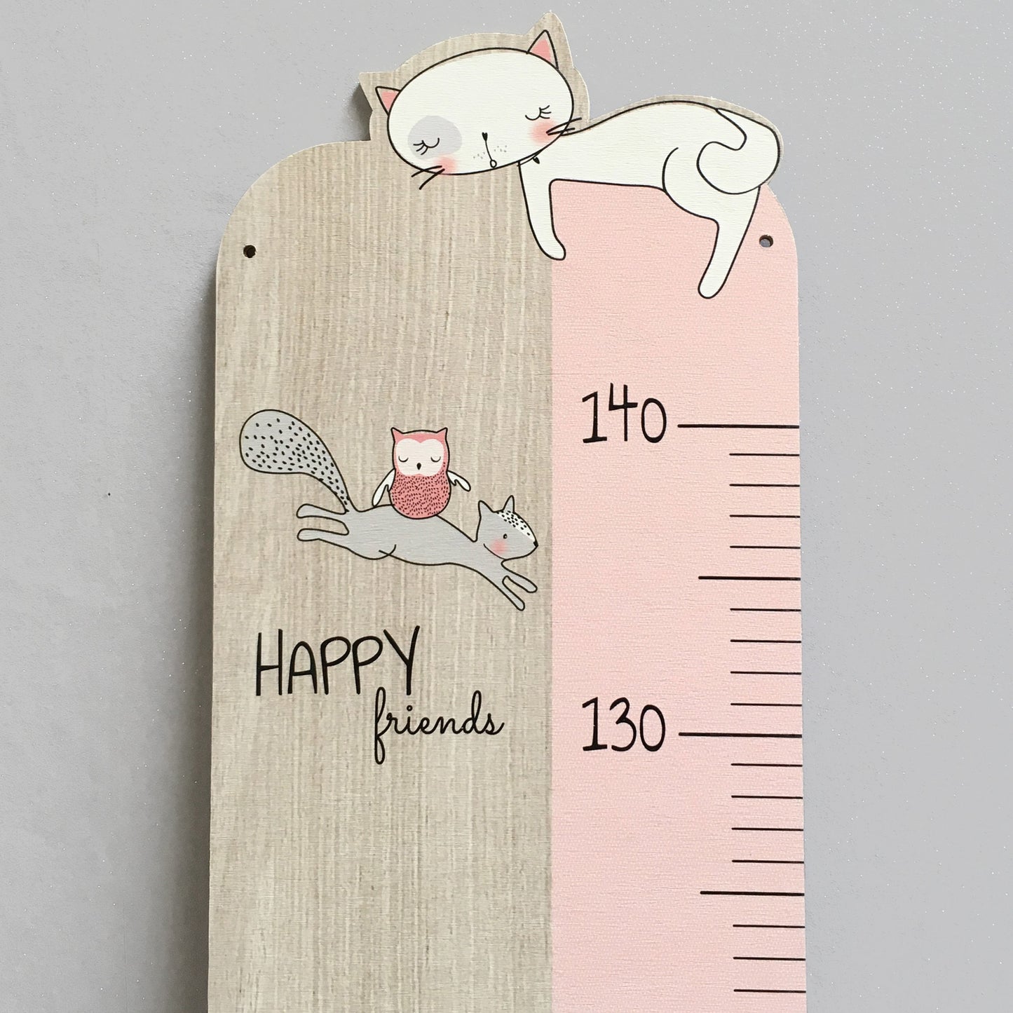 Tabla de crecimiento infantil para la habitación infantil "Lily la Gatita" - Hasta 1,40 m