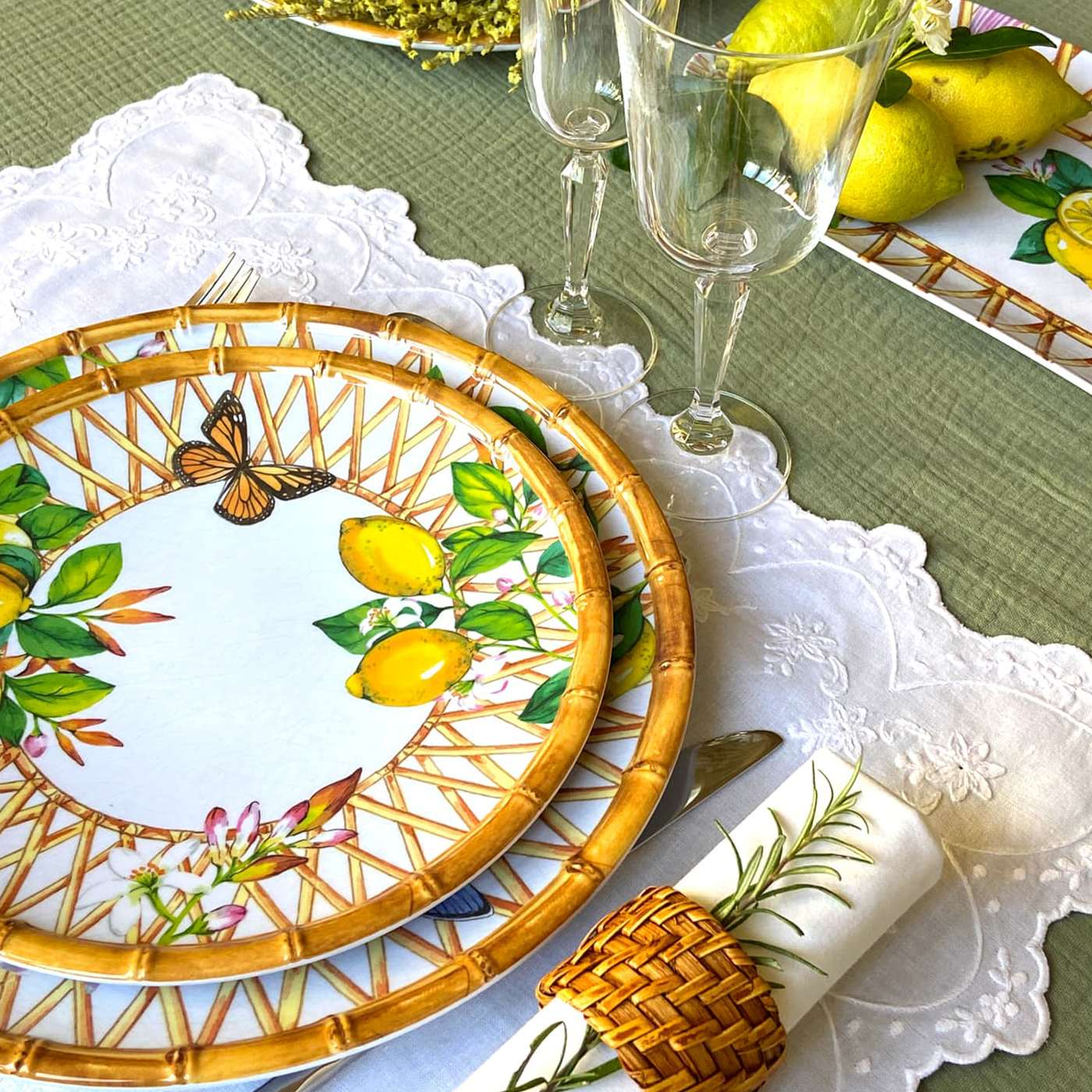 Plato llano de melamina con limones - Ø 28 cm