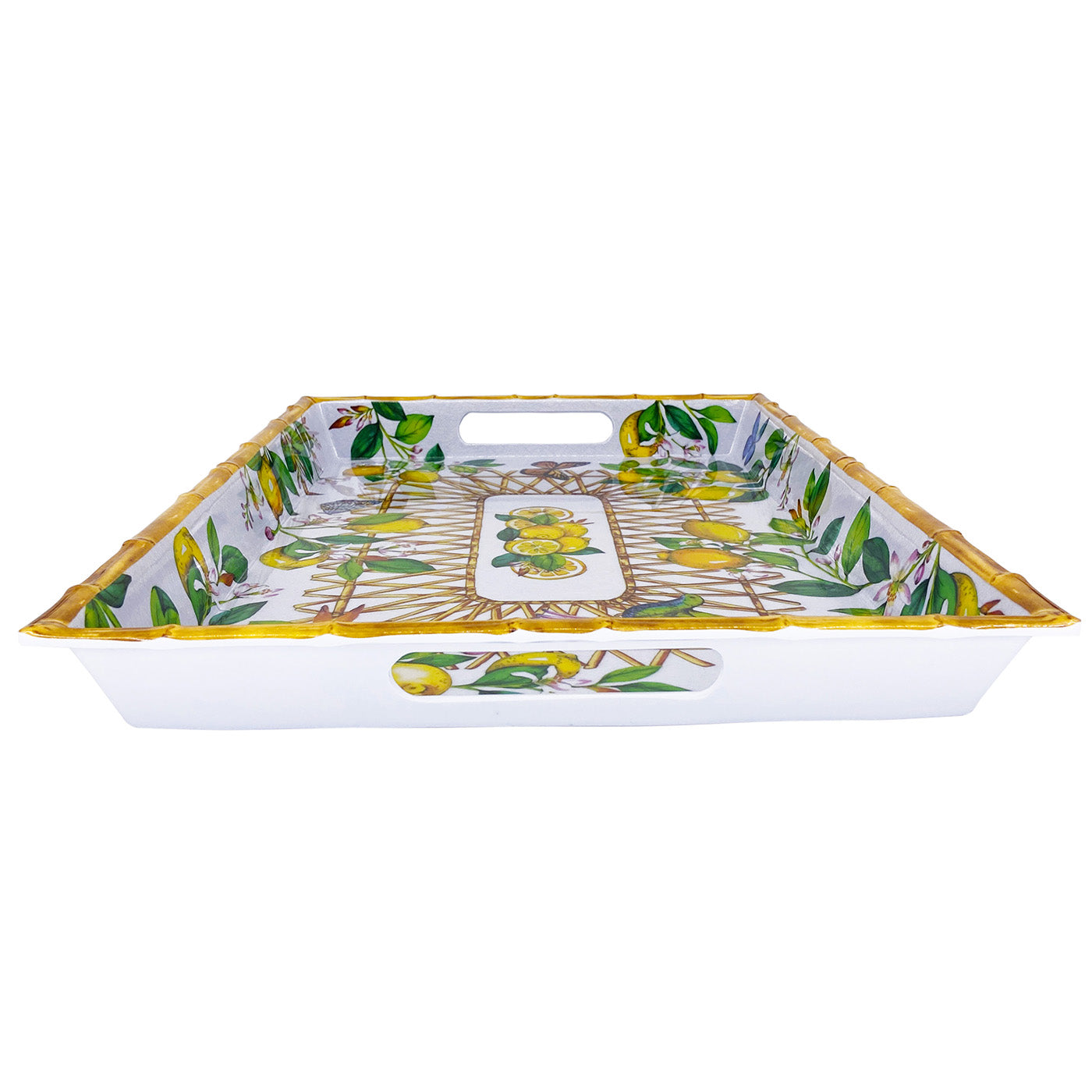 Bandeja de melamina con asas y diseño de limones - 50 x 36 x 5 cm