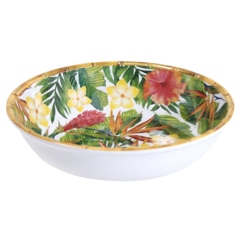 Plato hondo grande de melamina para pasta con flores - Ø 23 cm