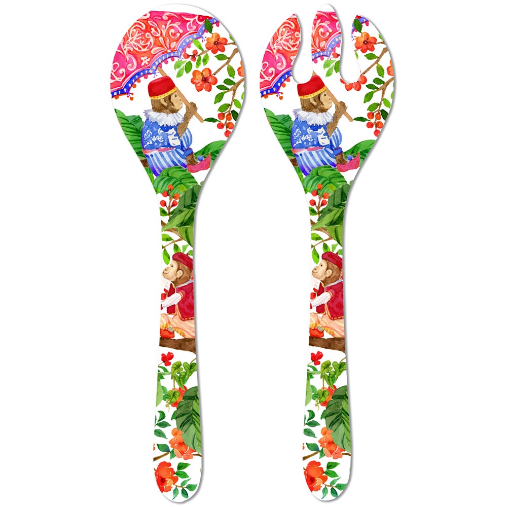 Servidores para ensaladas de melamina con monos - 25 cm