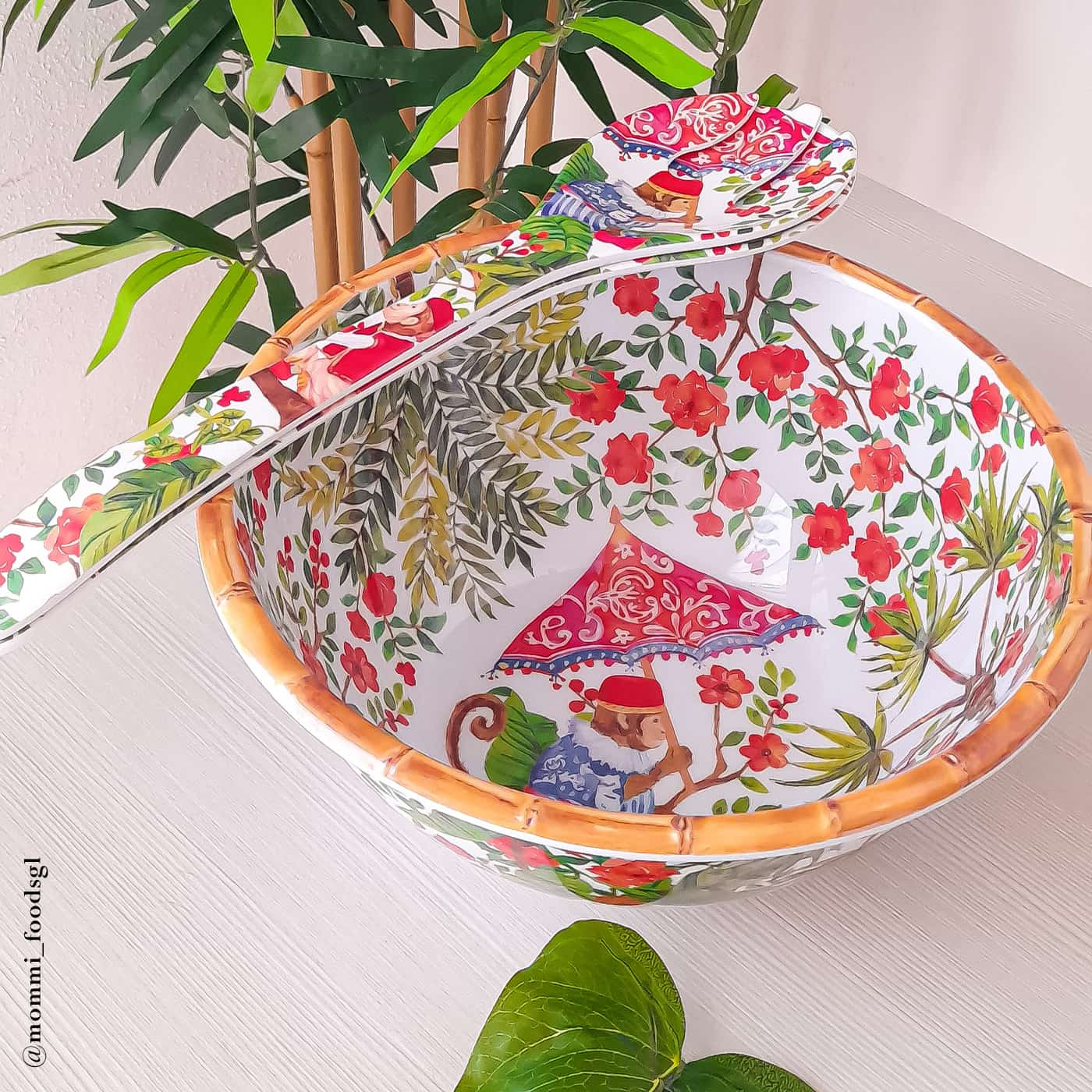 Ensaladera profunda de melamina con monos - Ø 25 cm