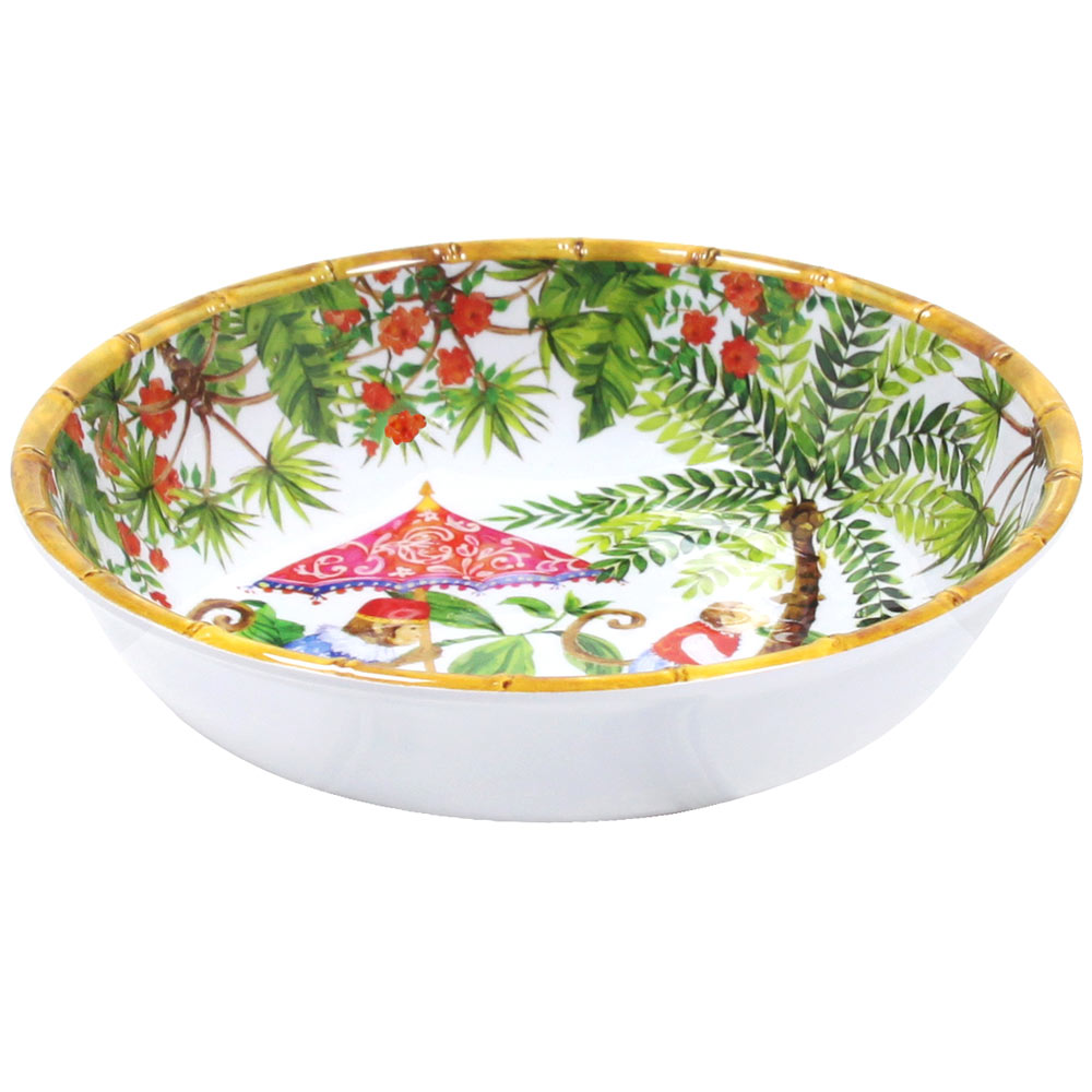 Plato hondo grande de melamina para pasta con monos - Ø 23 cm