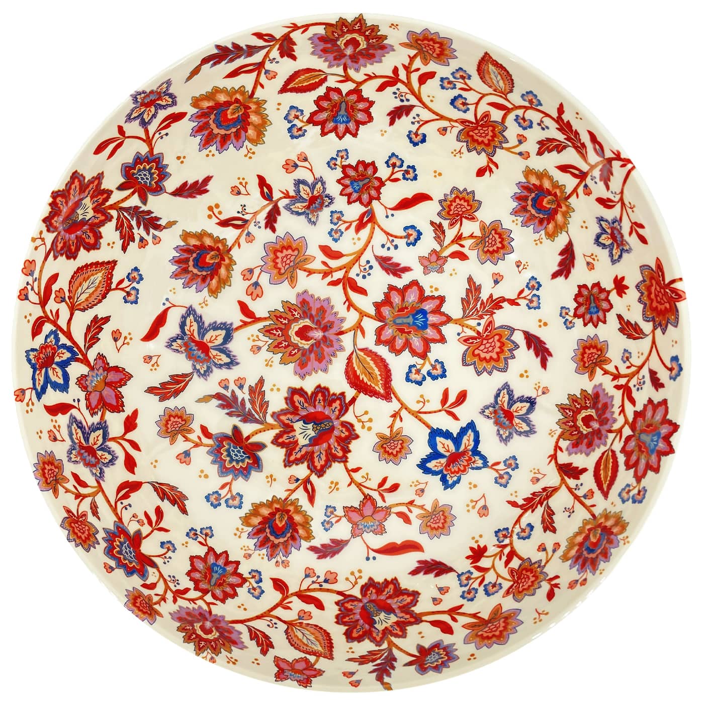 Ensaladera grande de melamina con flores indias - Ø 31 cm