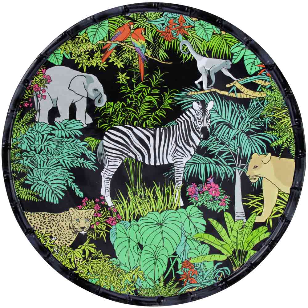 Plato de presentacion redondo - contorno: efecto bambú - Melamina pura - 35,5 cm - Jungle