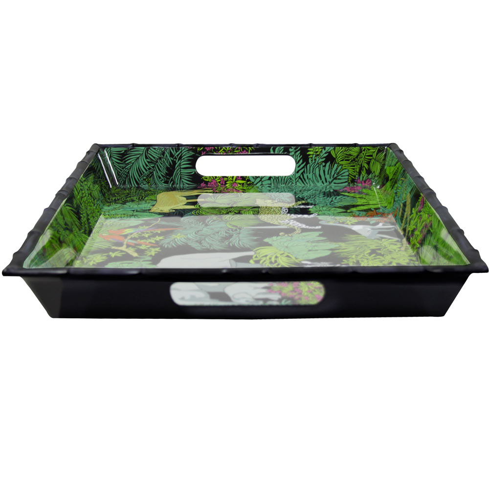 Bandeja de melamina negra con asas - 50 x 36 x 5 cm