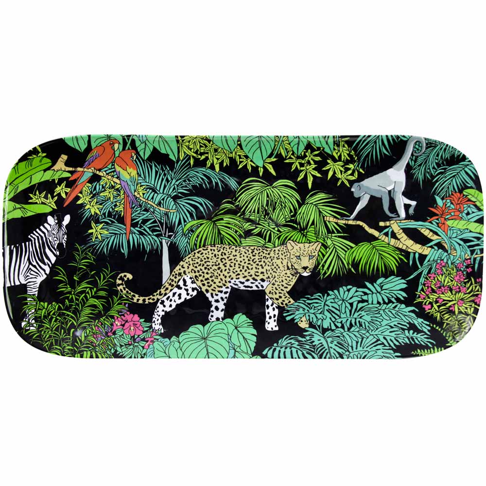 Plato de servicio rectangular de melamina negra - 37,5 x 17 cm