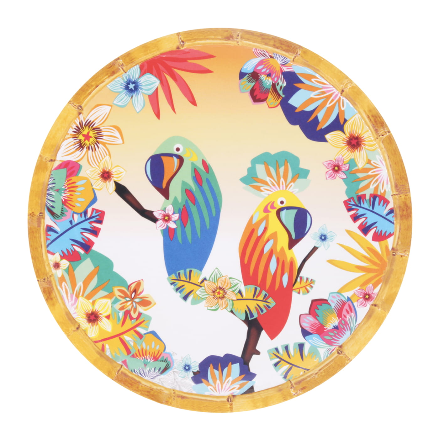 Plato de postre de melamina con loros - Ø 23 cm