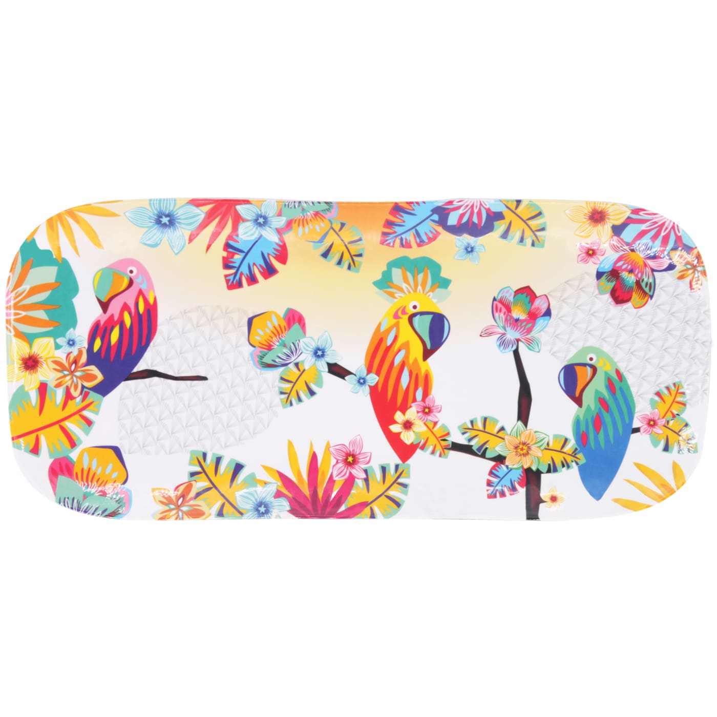 Plato de servicio rectangular de melamina con loros - 37,5 x 17 cm