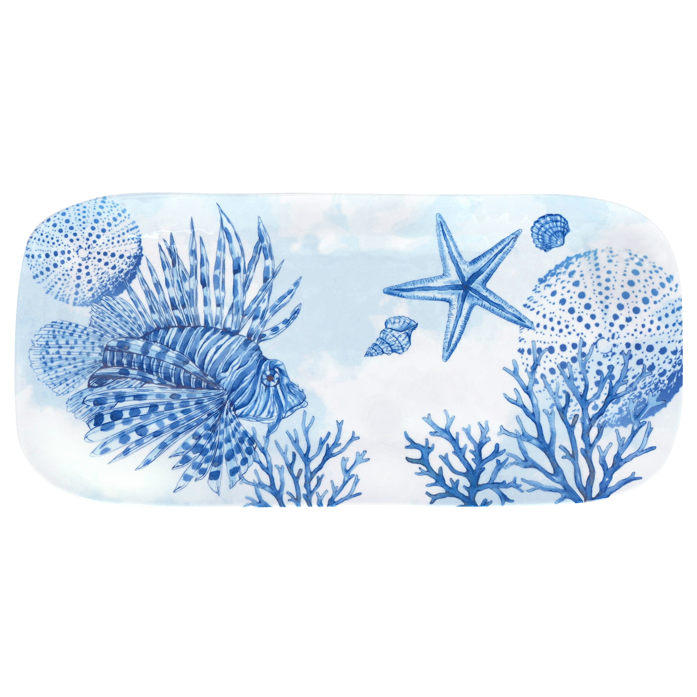 Plato largo rectangular de melamina coral para tartas - 37,5 cm