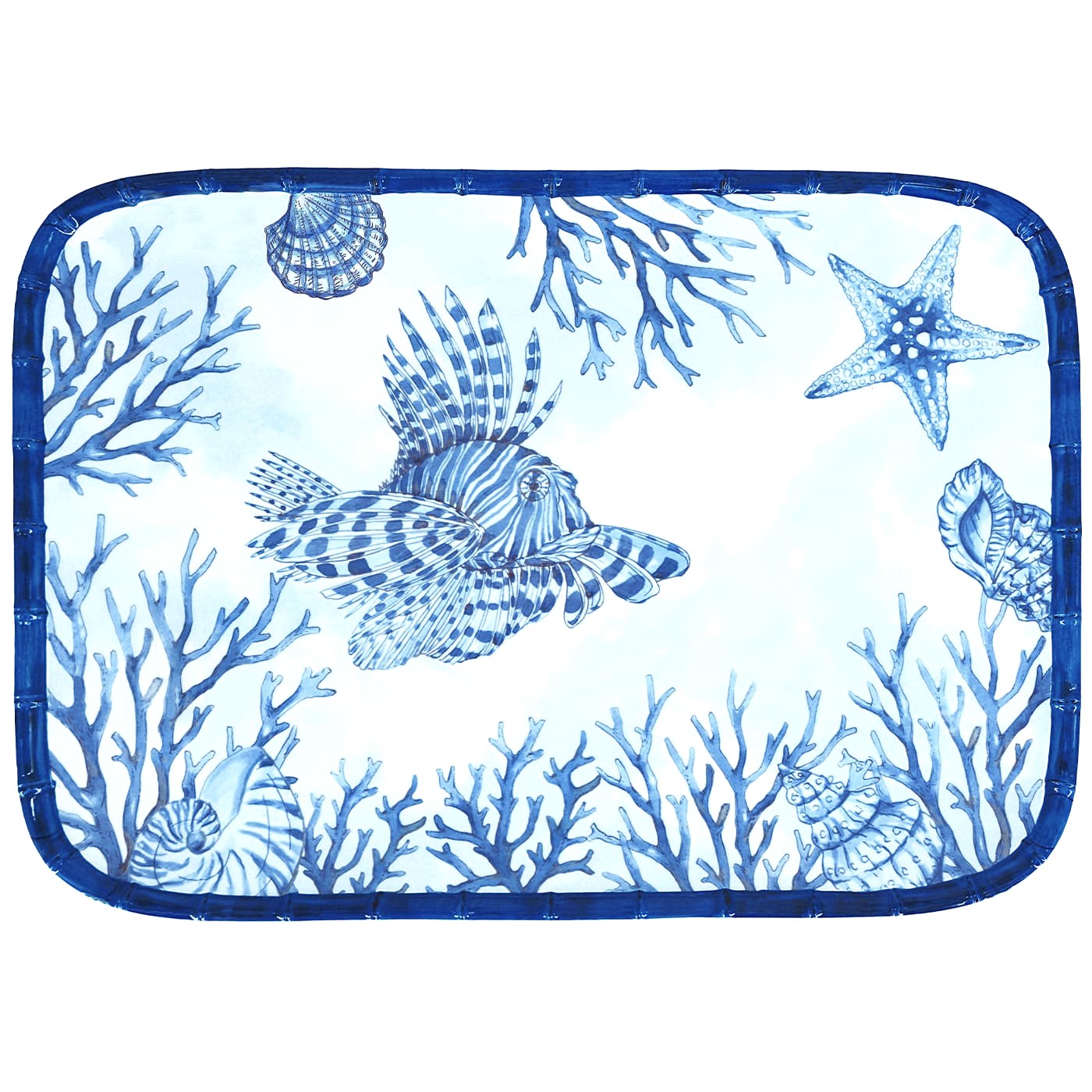 Bandeja rectangular grande de melamina coral - 45 x 32 cm