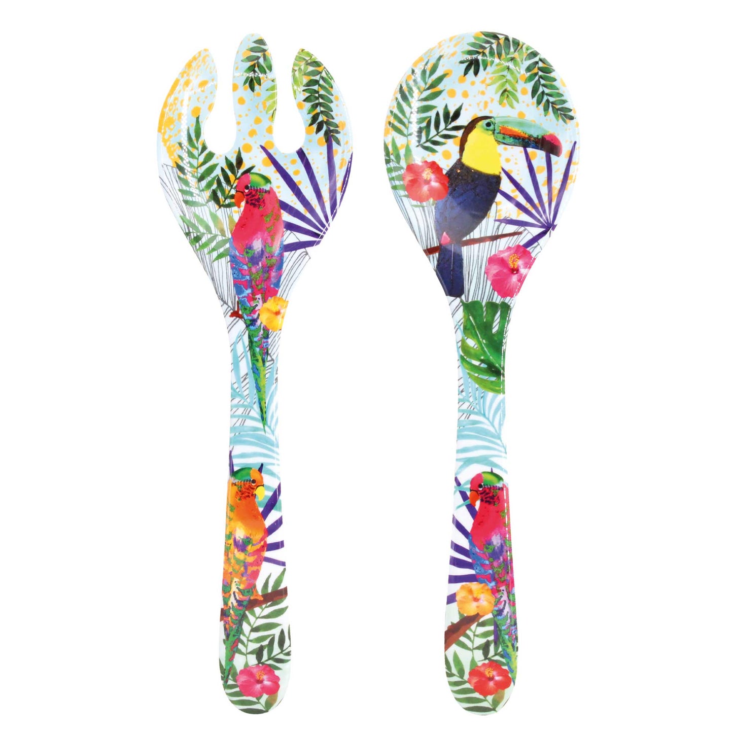 Servidores para ensaladas de melamina con tucanes - 25 cm