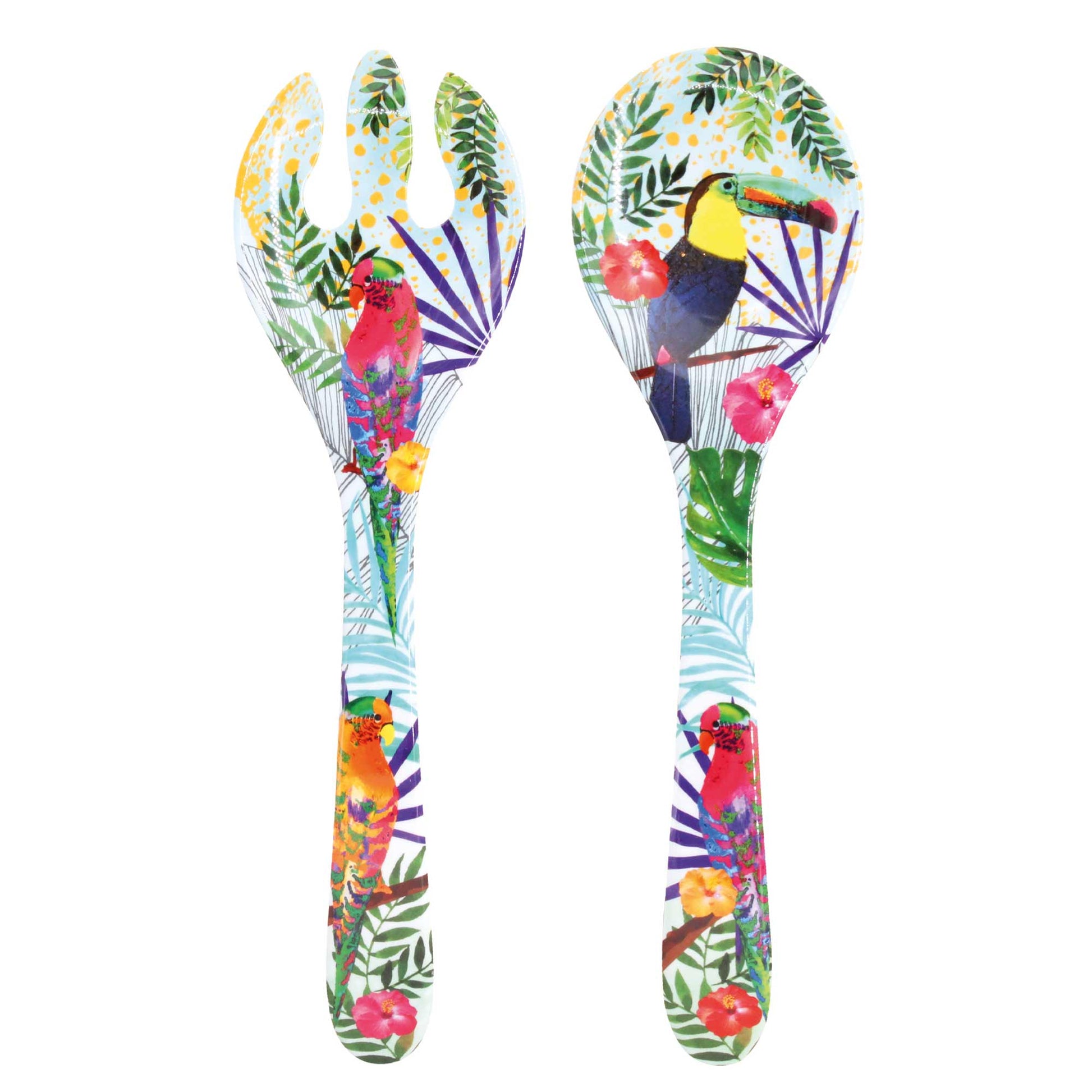 Servidores para ensaladas de melamina con tucanes - 25 cm