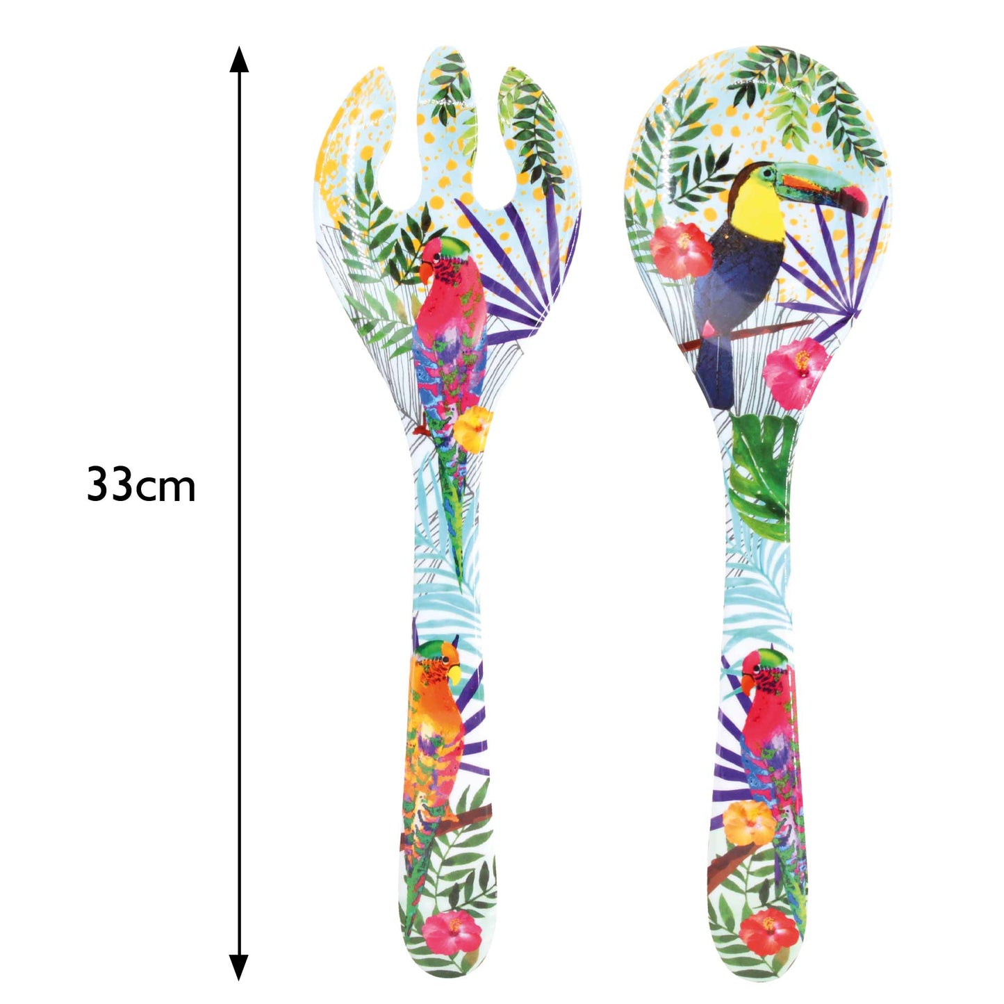 Servidores para ensaladas de melamina con tucanes - 25 cm