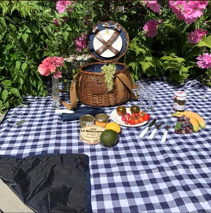 Manta picnic impermeable XL cuadros azules