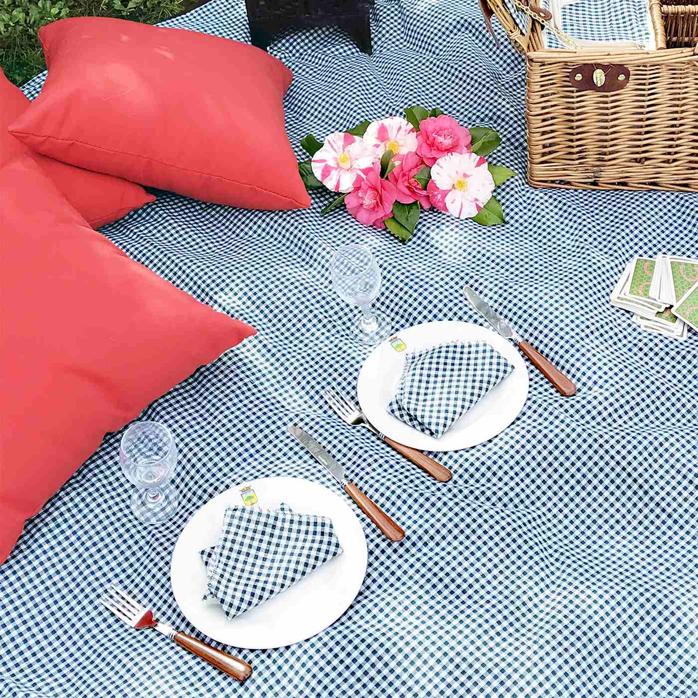 Manta picnic impermeable vichy verde