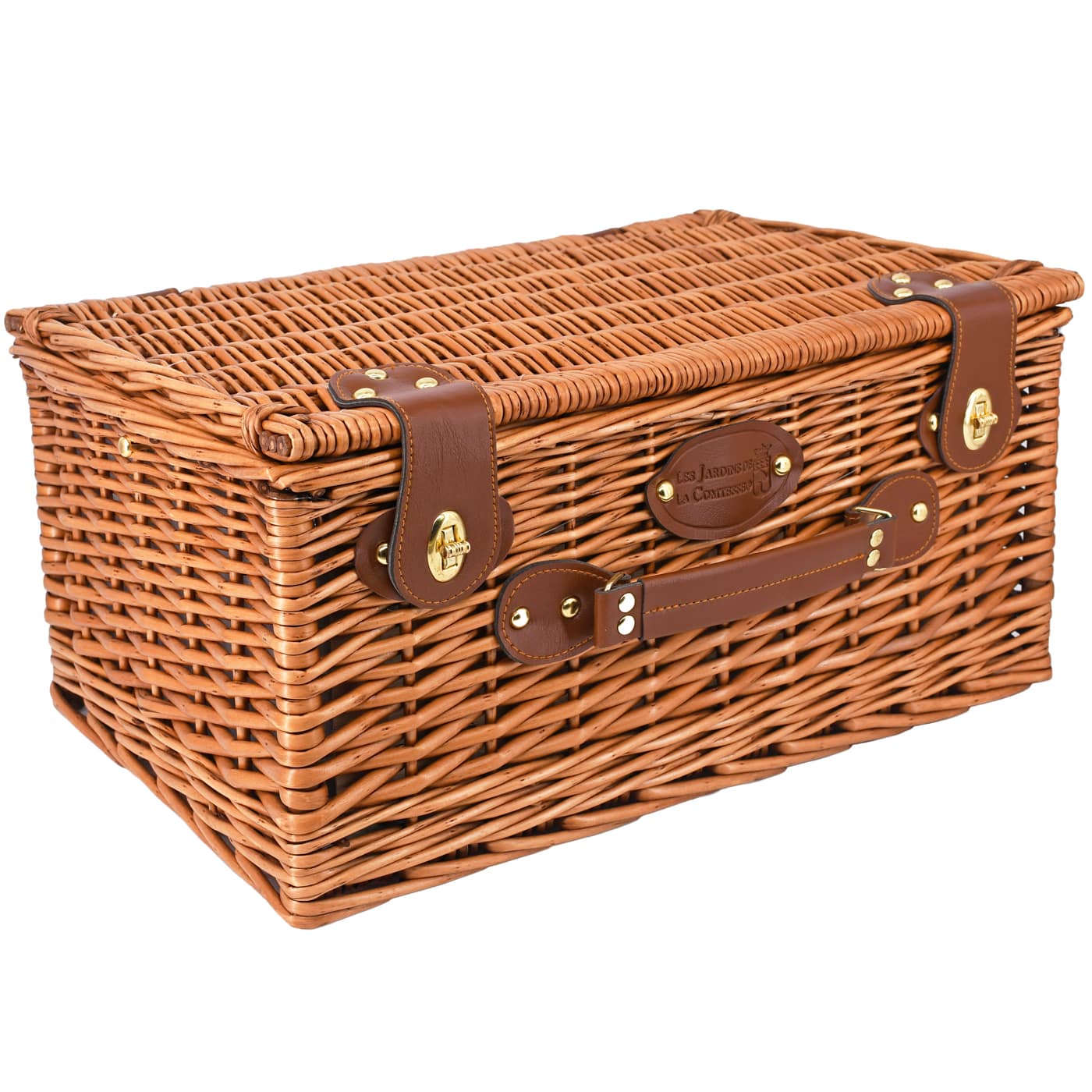 Cesta picnic de mimbre Marly vichy azul - 4 personas