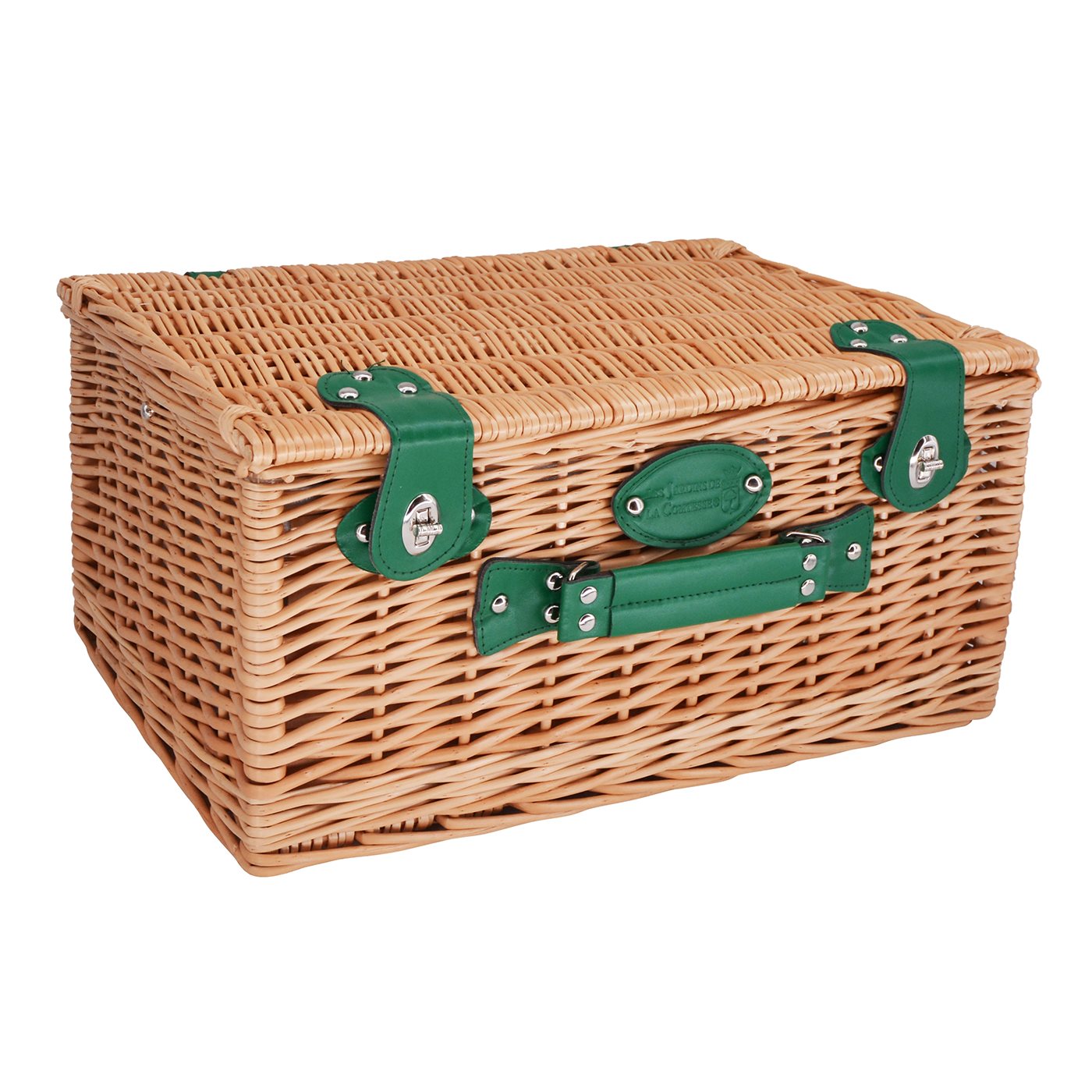 Cesta de picnic de mimbre Marly verde - 4 personas