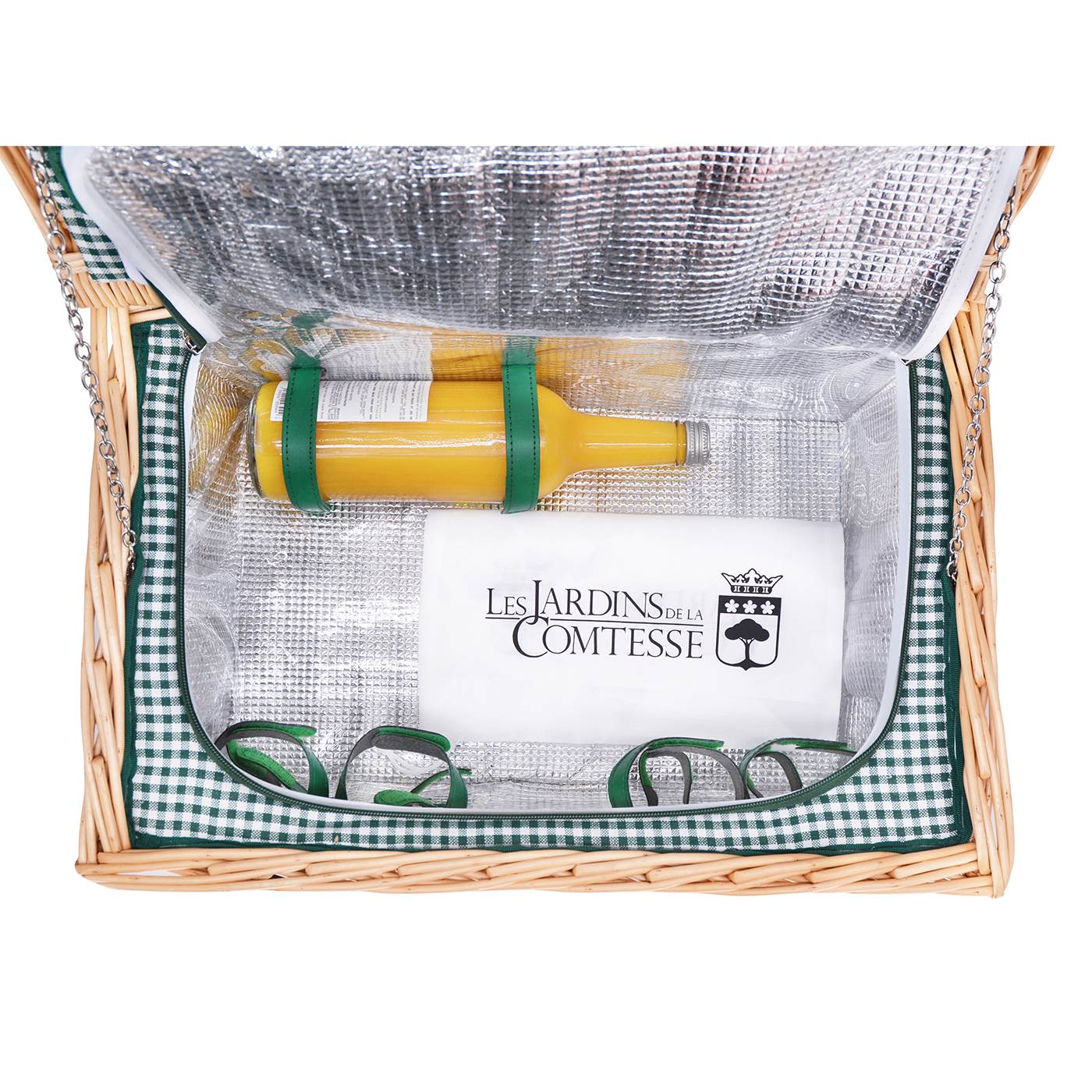Cesta de picnic de mimbre Marly verde - 4 personas