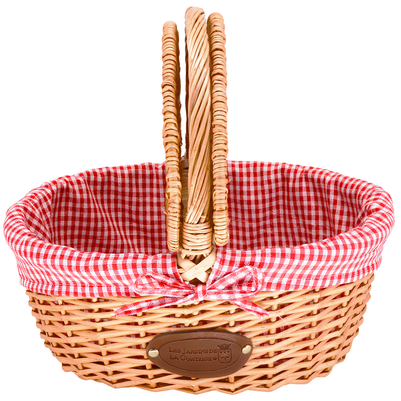 Cesta de mimbre Campagne - Vichy rojo