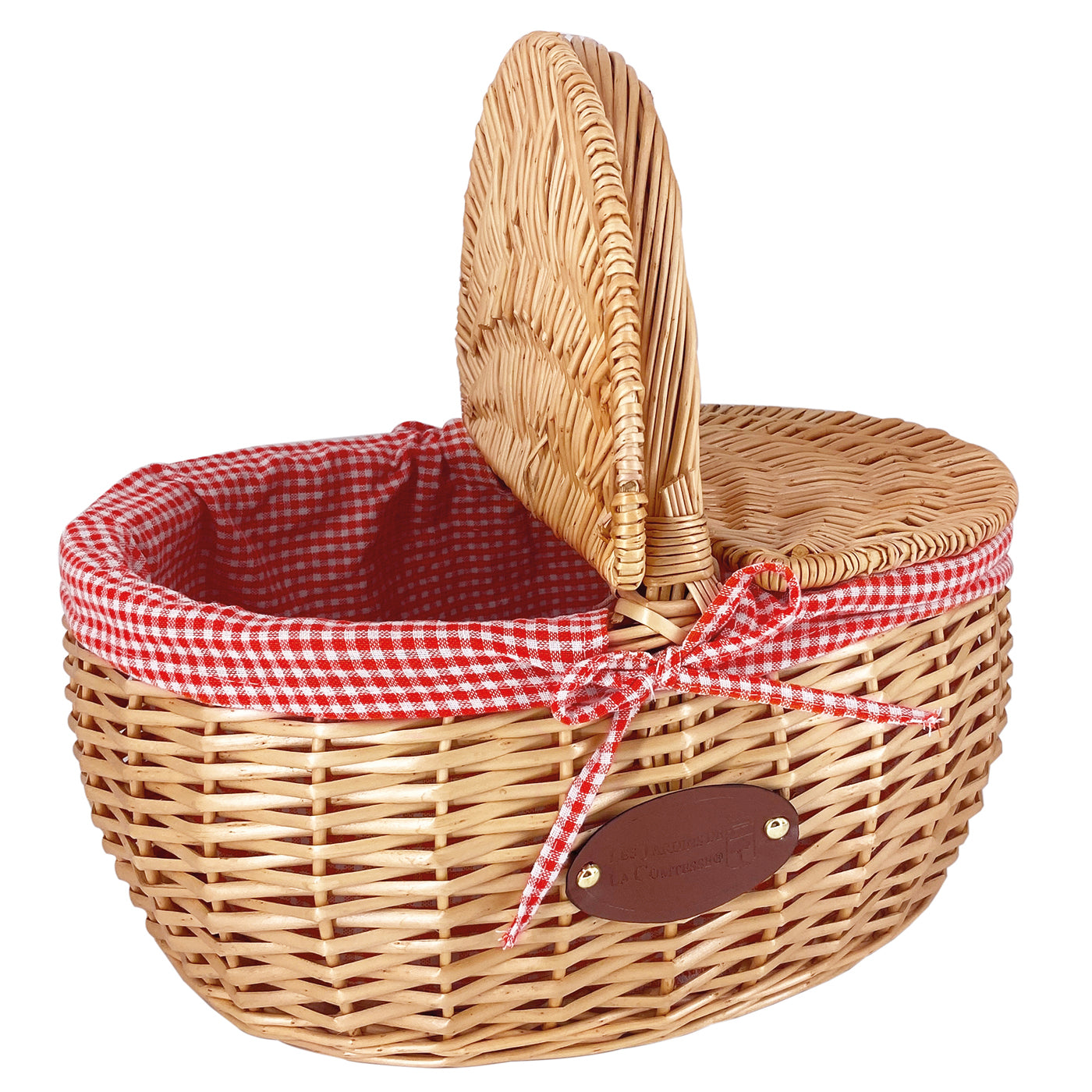 Cesta de mimbre Campagne - Vichy rojo