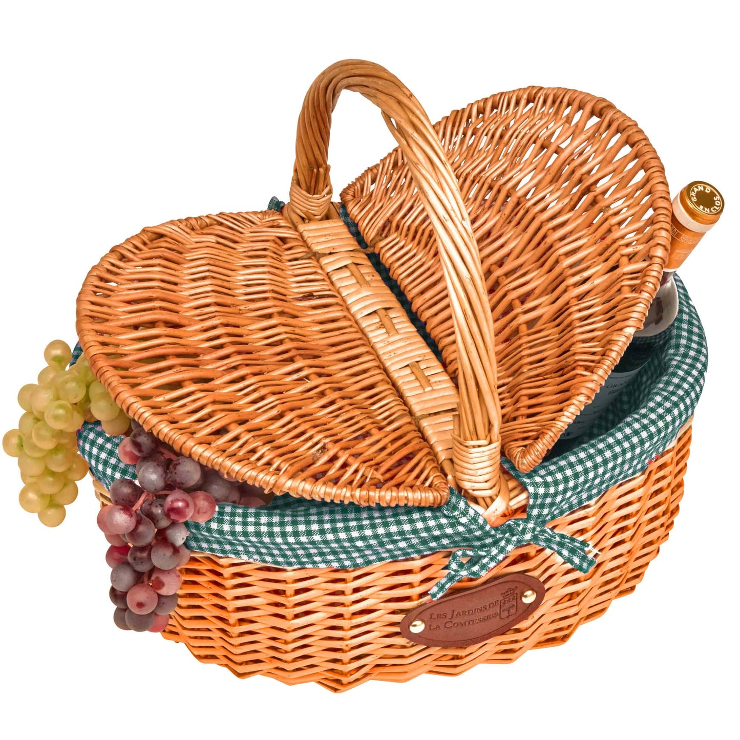 Cesta de mimbre Campagne - Vichy verde