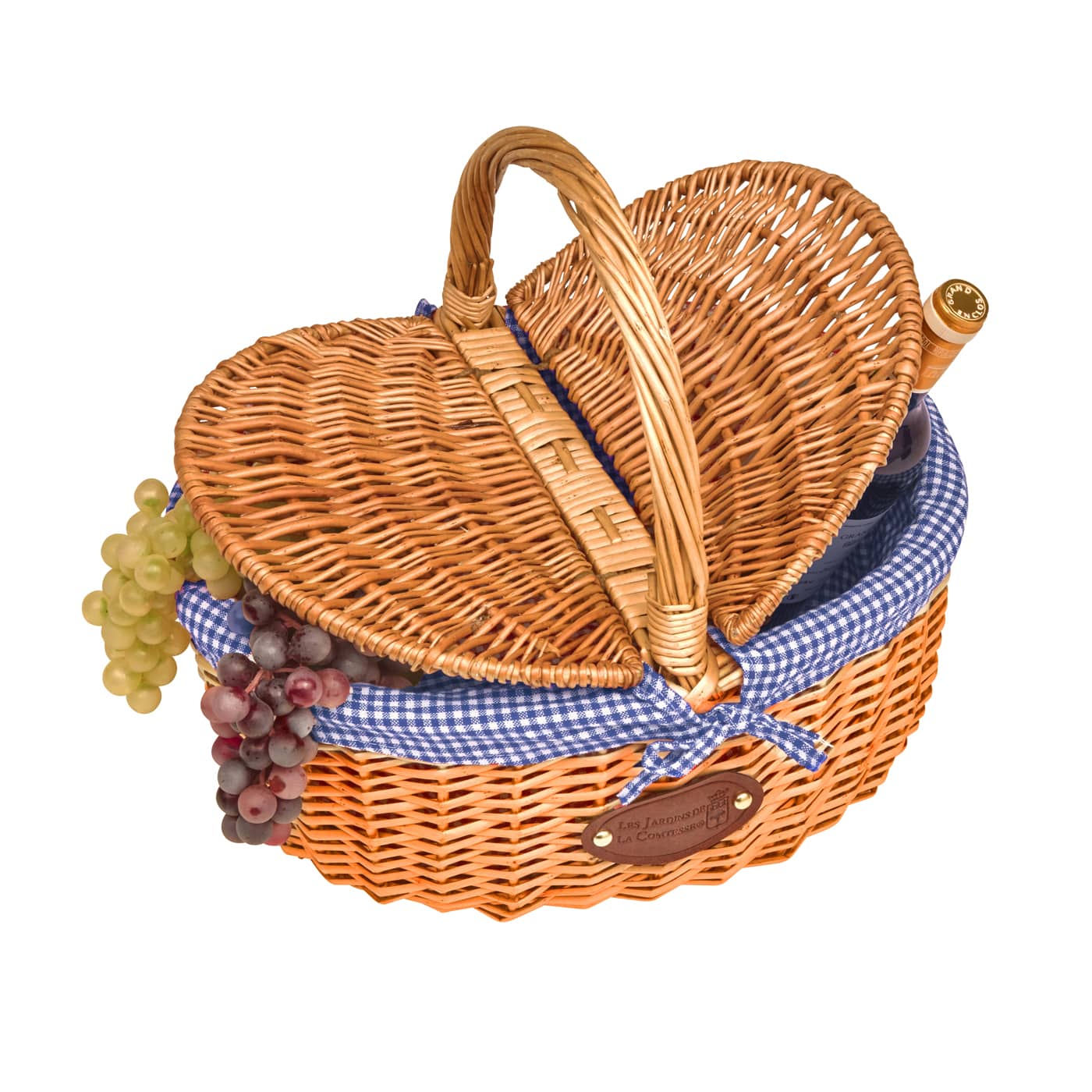 Cesta picnic de mimbre Campagne - Vichy azul
