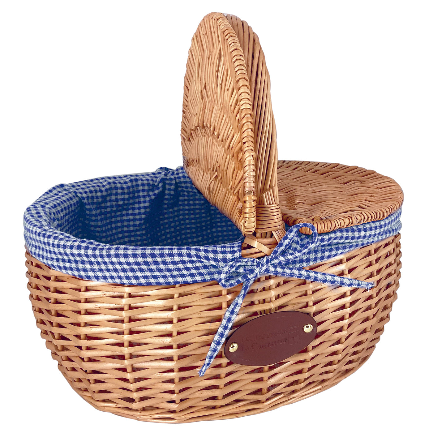Cesta picnic de mimbre Campagne - Vichy azul