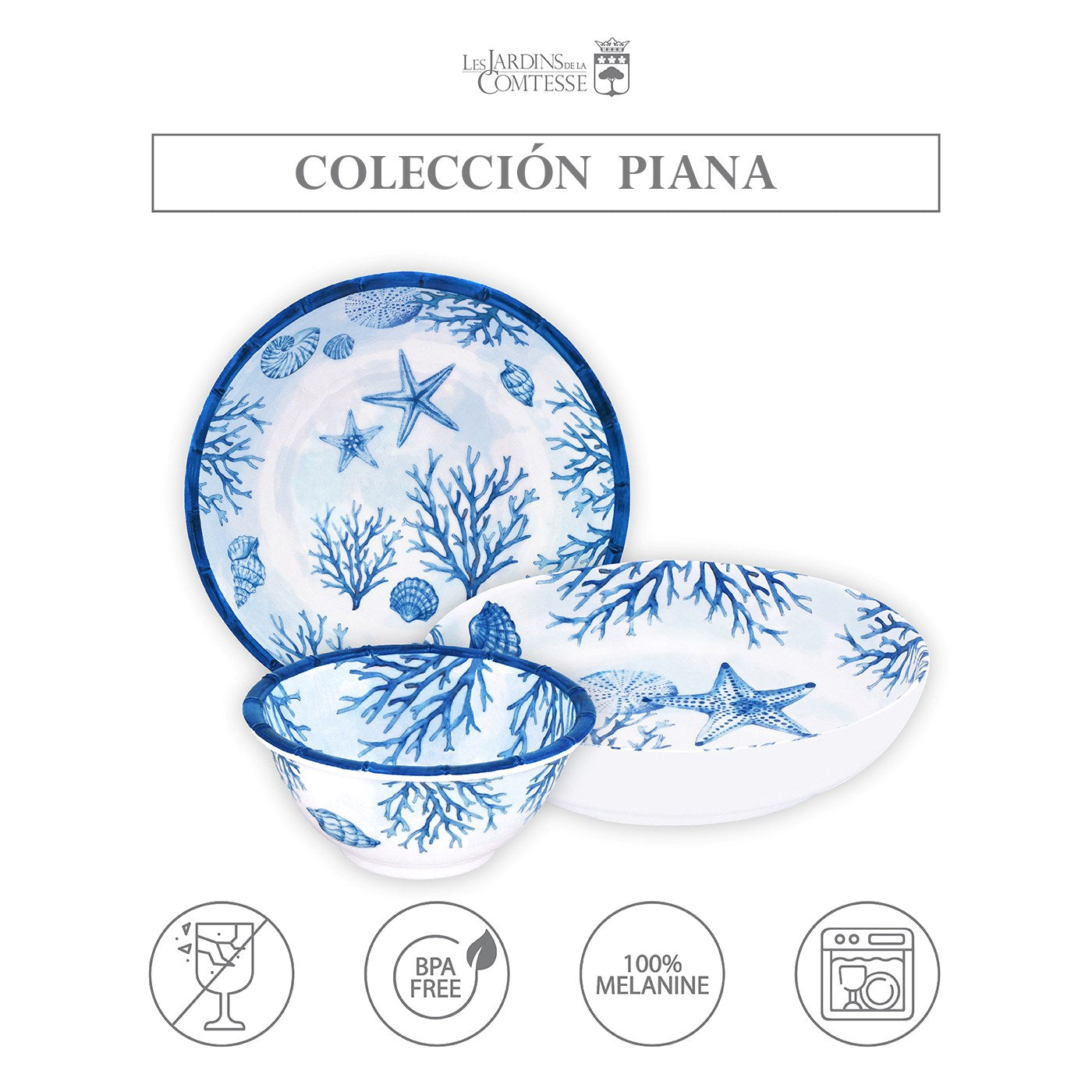 Plato hondo grande de melamina coral - 23 cm