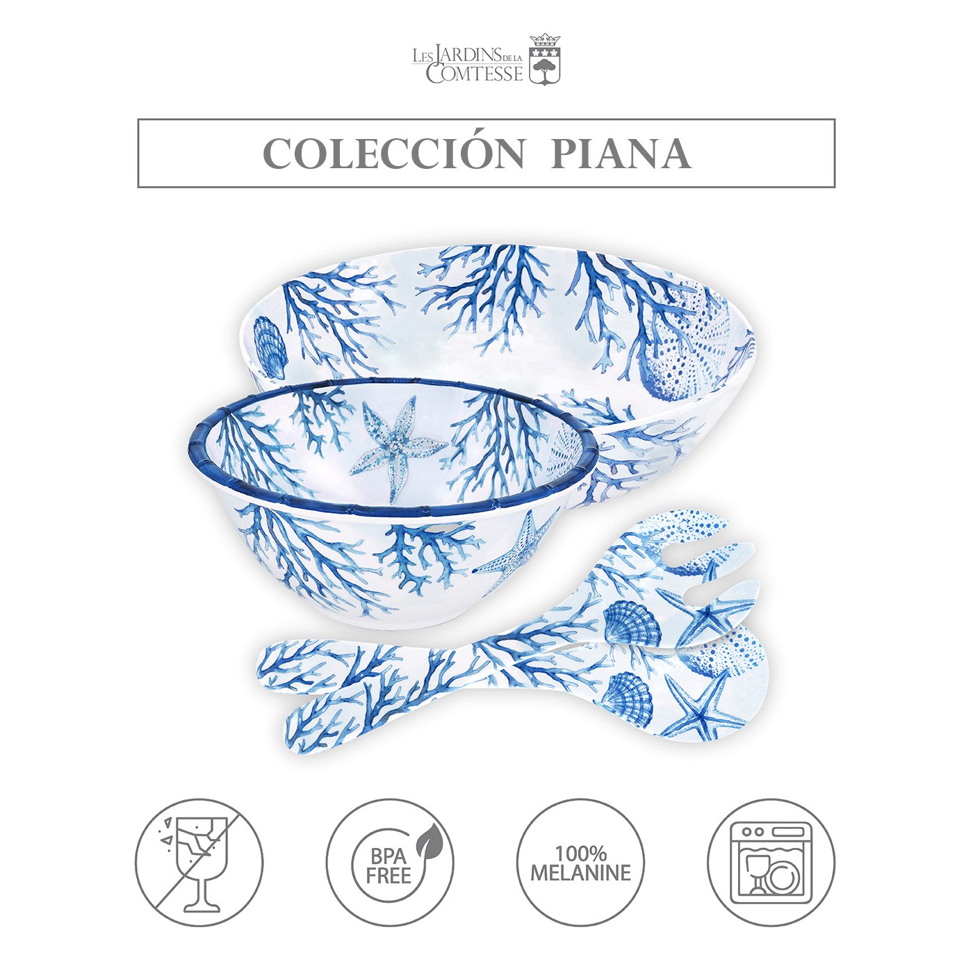 Juego de cubiertos de melamina coral - 33 cm