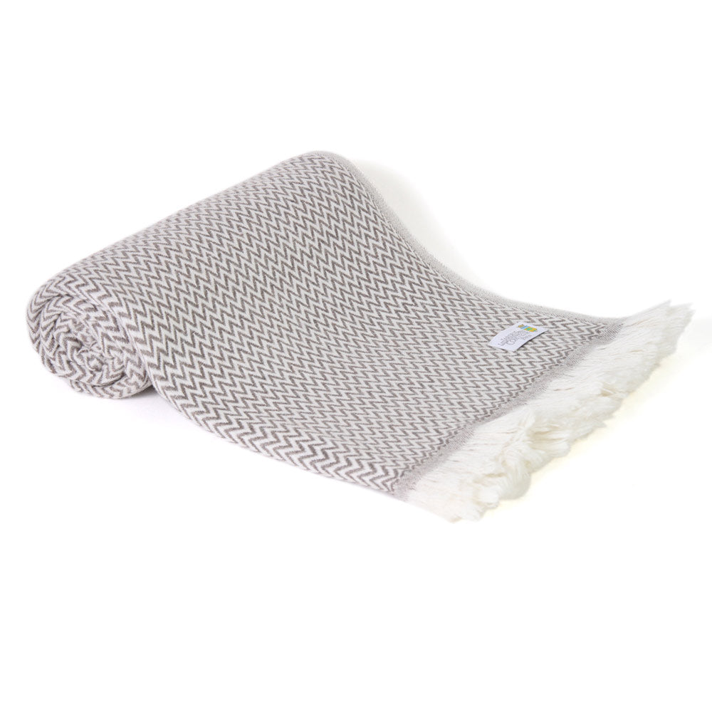 Manta ligera de cachemir y lana con pequeño diseño de espiguilla : Marrón Glacé - 130 x 230 cm