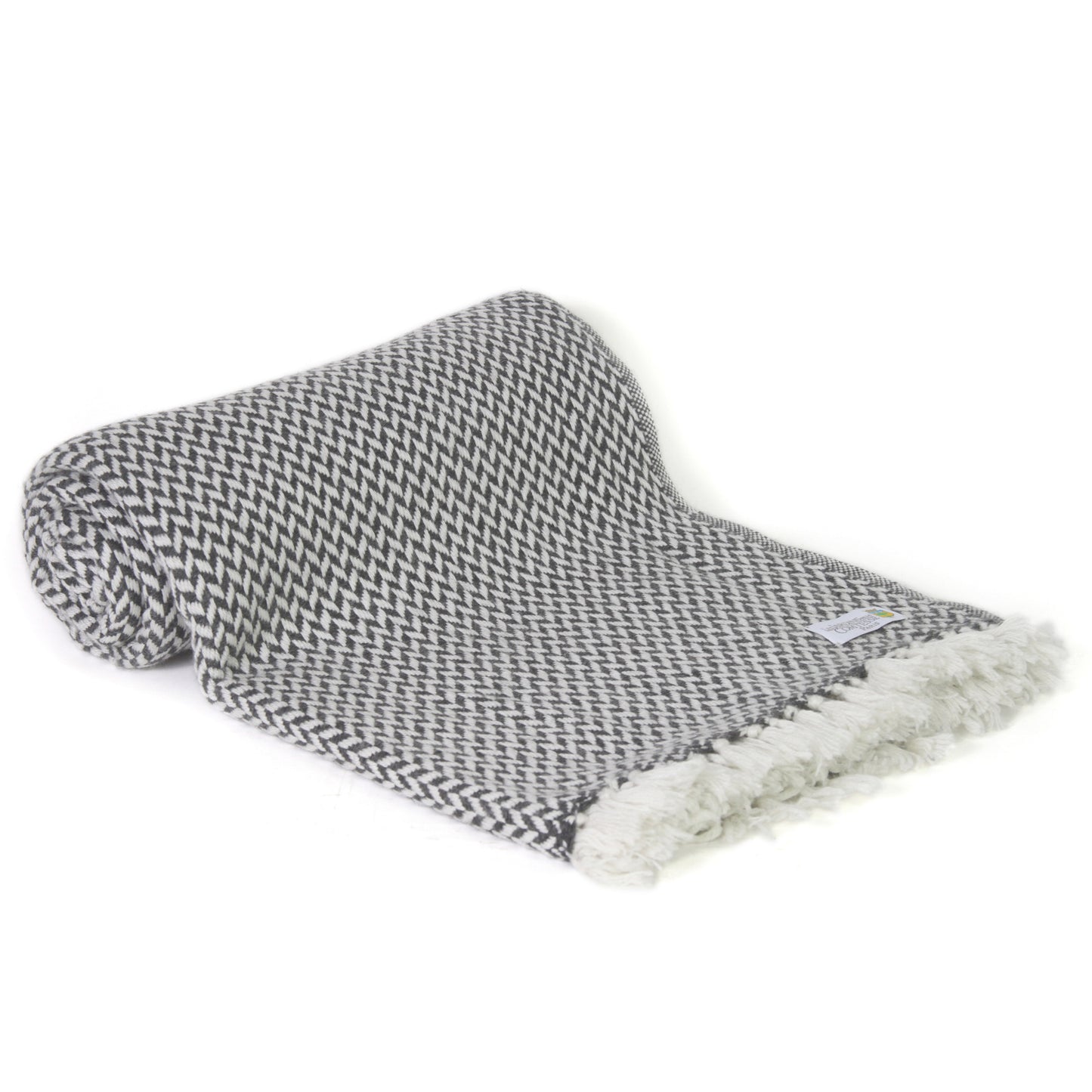Manta confort de cachemir y lana con pequeño diseño de espiguilla : Gris Antracita - 130 x 230 cm