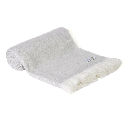 Manta ligera de cachemir y lana con grande diseño de espiguilla : Gris Plateado - 130 x 230 cm