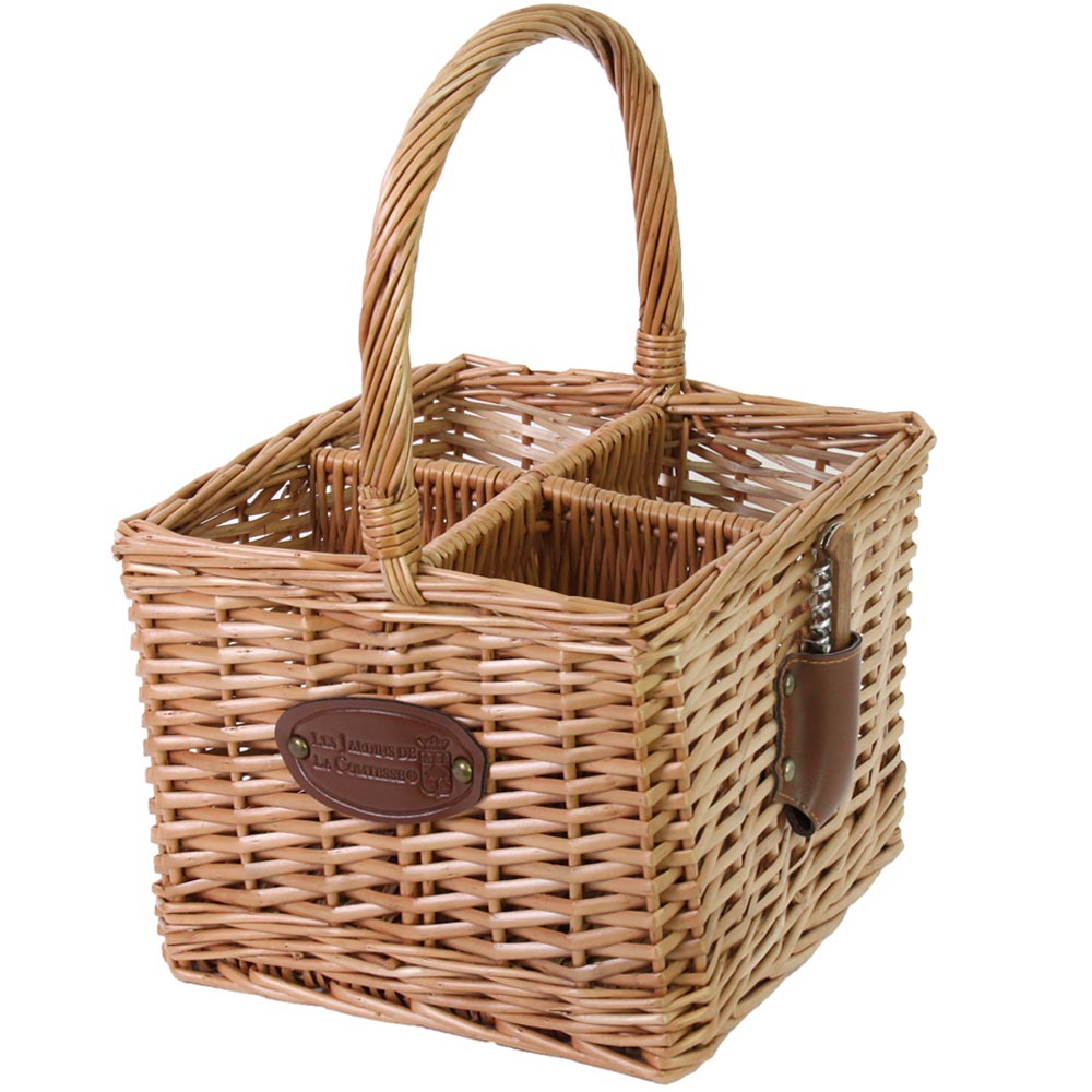 Cesta de mimbre para botellas - 4 estantes
