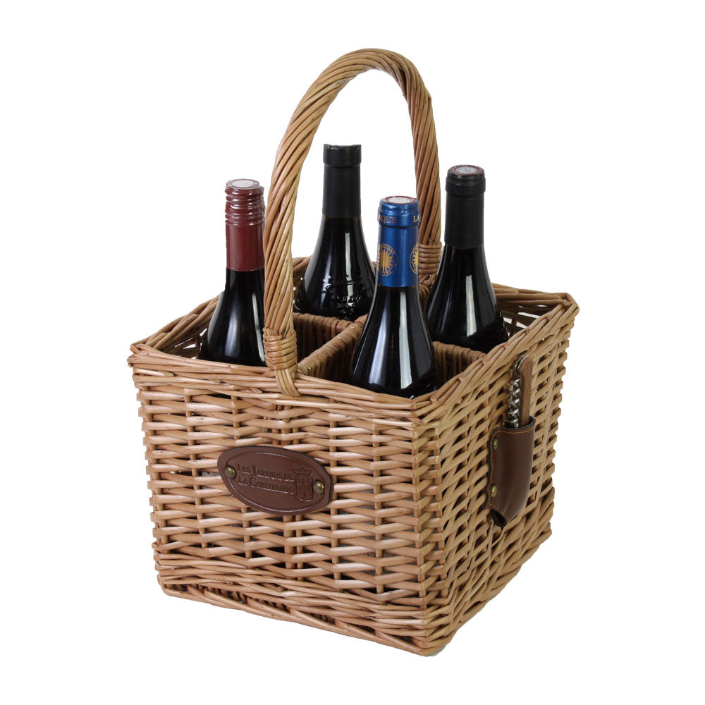 Cesta de mimbre para botellas - 4 estantes