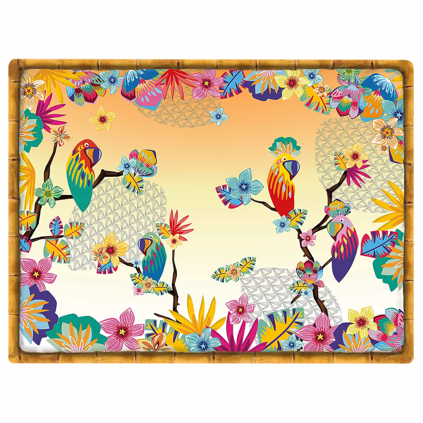 Mantel individual (40 x 30 cm) set de 6 - tema Loros de Bahia