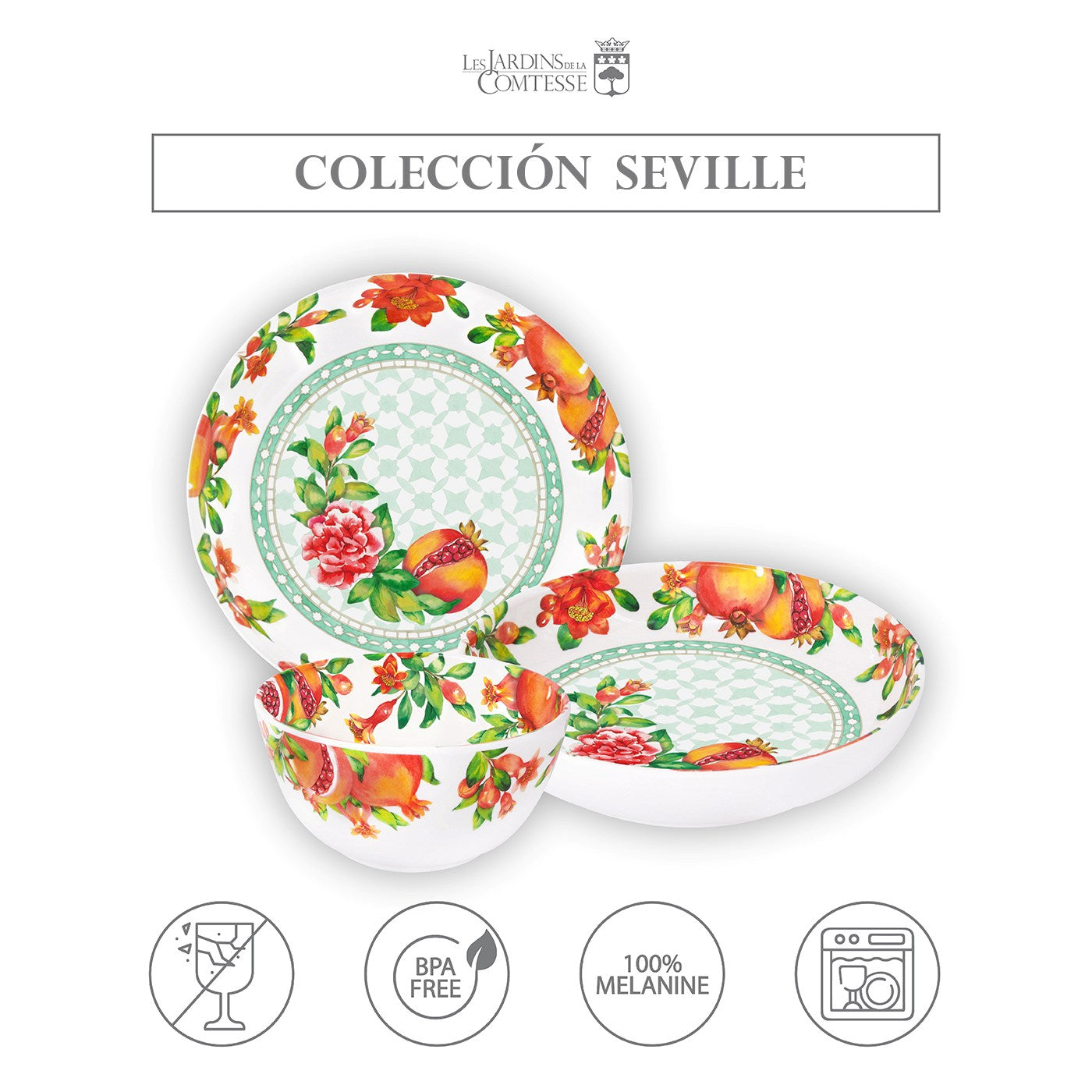 Plato hondo grande en melamina granada - 19 cm