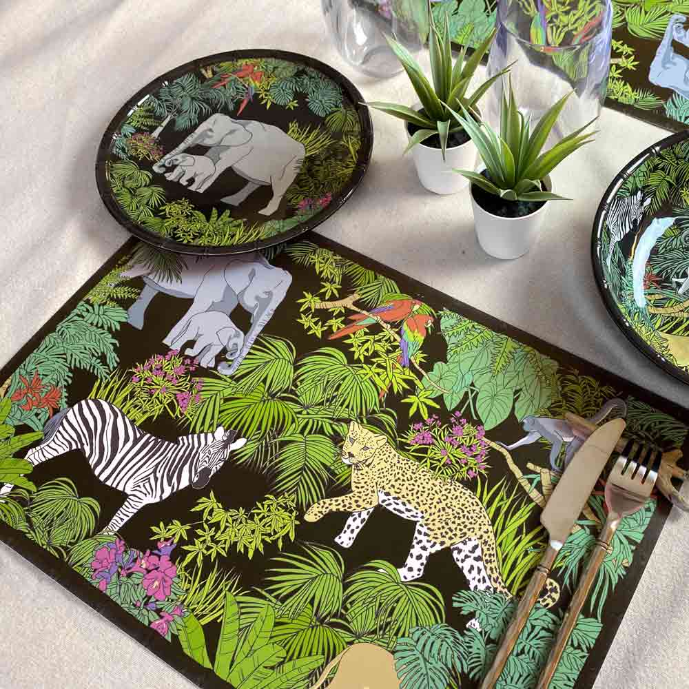 Mantel individual (45 x 30 cm) - diseño de la Jungla - Se vende en pack 6 unidades