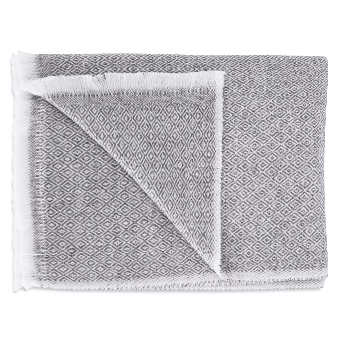 Estola / pashmina de mujer de cachemira y lana Gris Antracita estampado diamante