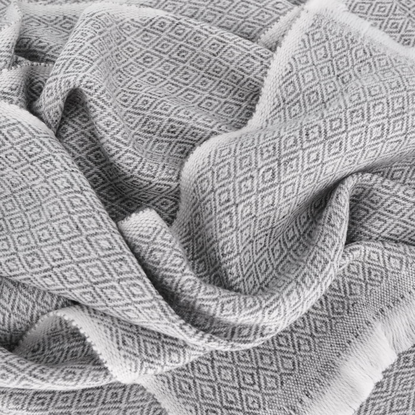 Estola / pashmina de mujer de cachemira y lana Gris Antracita estampado diamante