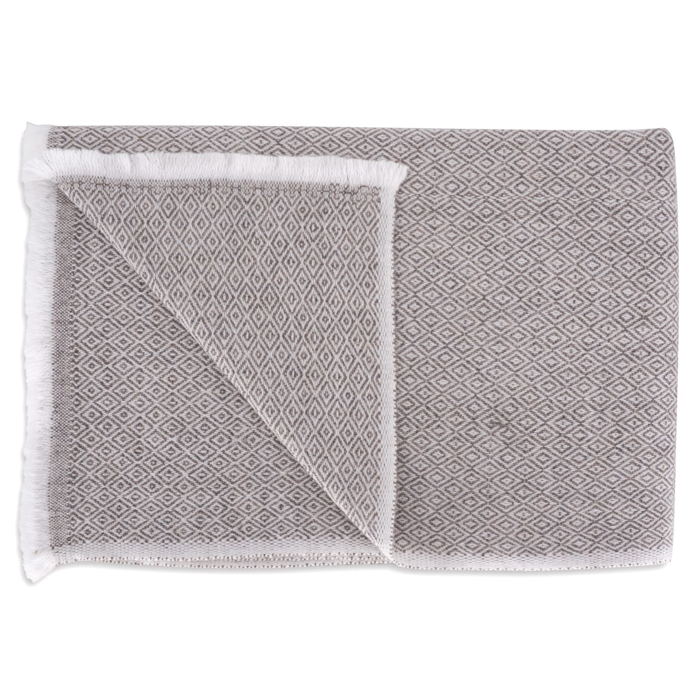 Estola / pashmina de mujer de cachemira y lana Marron Glacé estampado diamante