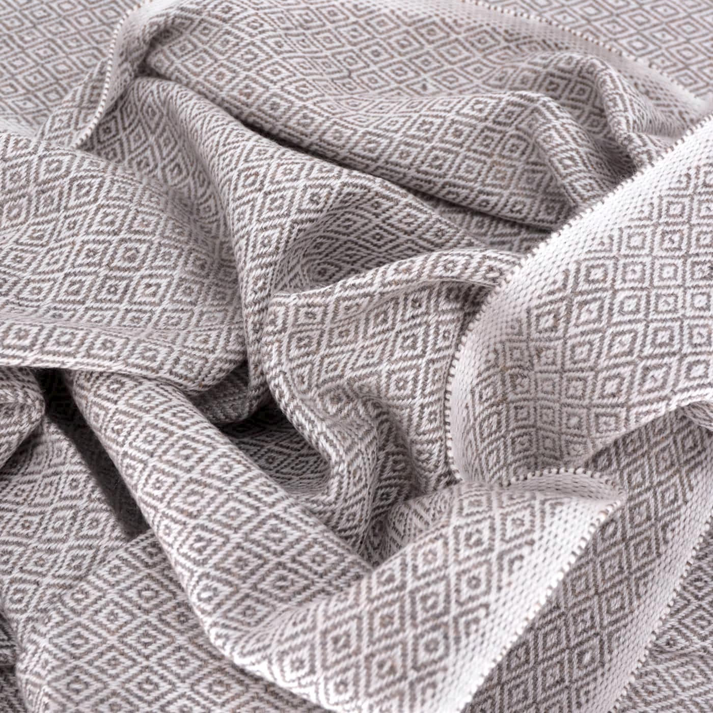 Estola / pashmina de mujer de cachemira y lana Marron Glacé estampado diamante